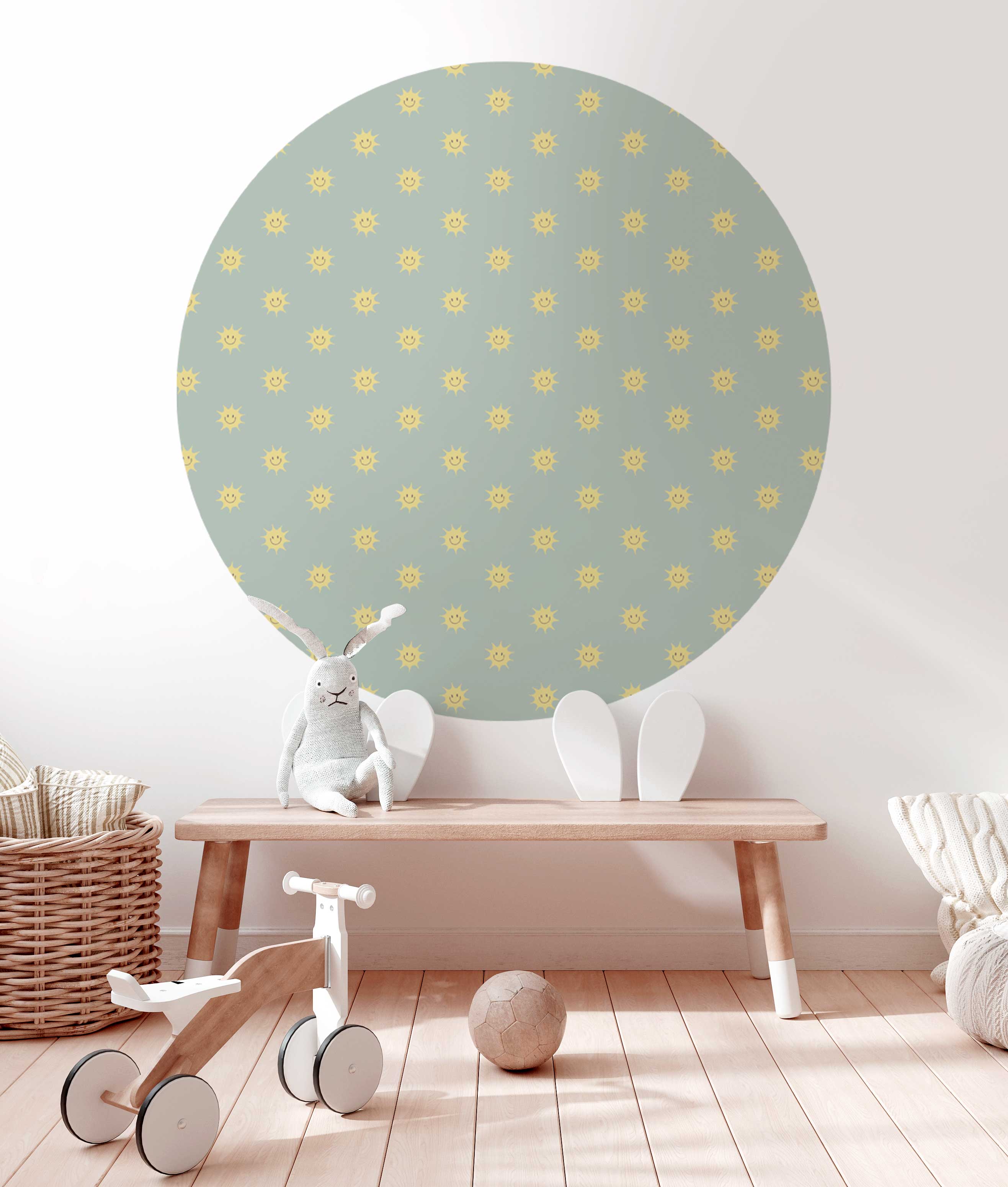 Round Sunny Wall Sticker - Decorative Vinyl Wall Decals for Home, Nursery & Office Decor - Perfect for Bedrooms, Living Rooms & Kids' Rooms