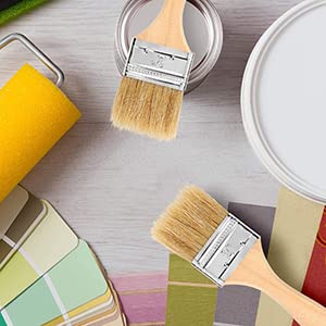 Utoolmart 5-Piece Paint Brush Set - 175mm Length Natural Pig Hair Bristles with Treated Wood Handle - Professional Wall, Trim & Furniture Painting Brushes - Ideal for Home DIY Projects, Interior Painting & Craft Work