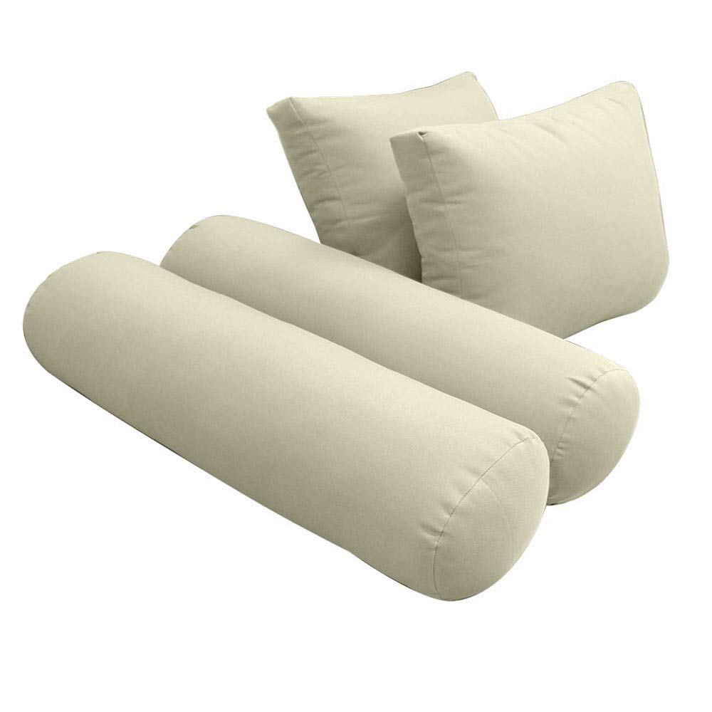 Prolinemax Outdoor Style Queen Knife Edge Daybed Mattress Cover with Bolster Pillow & Fitted Sheet - Waterproof, Durable Fabric for Patio, Poolside, and Sunroom Use - AD005