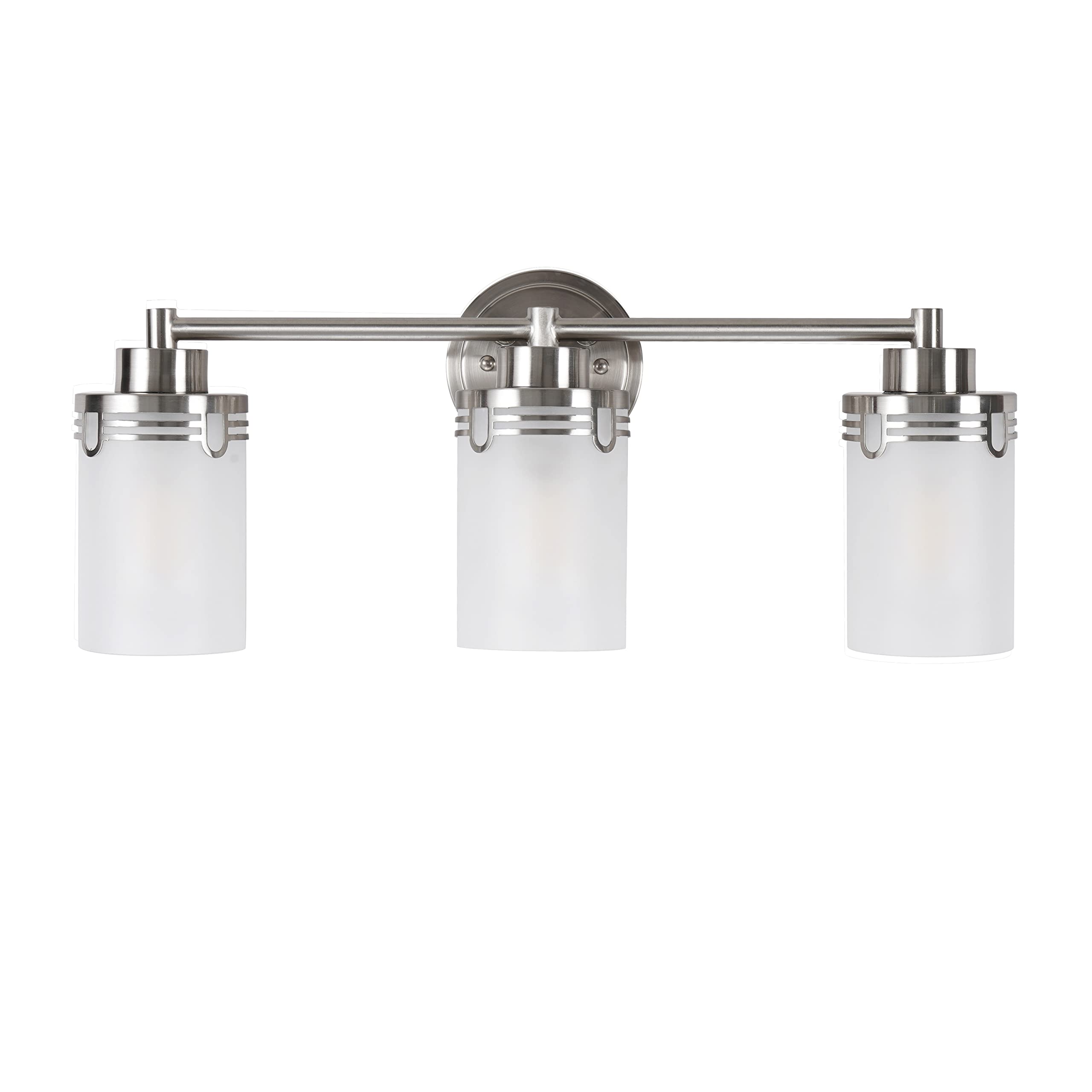 Doraimi 3-Light Bathroom Vanity Light Fixture - Brushed Nickel Modern Wall Sconce with Frosted Glass Shade for Bathroom, Bedroom, Living Room & Hallway - Perfect for Ambient Lighting and Home Decor