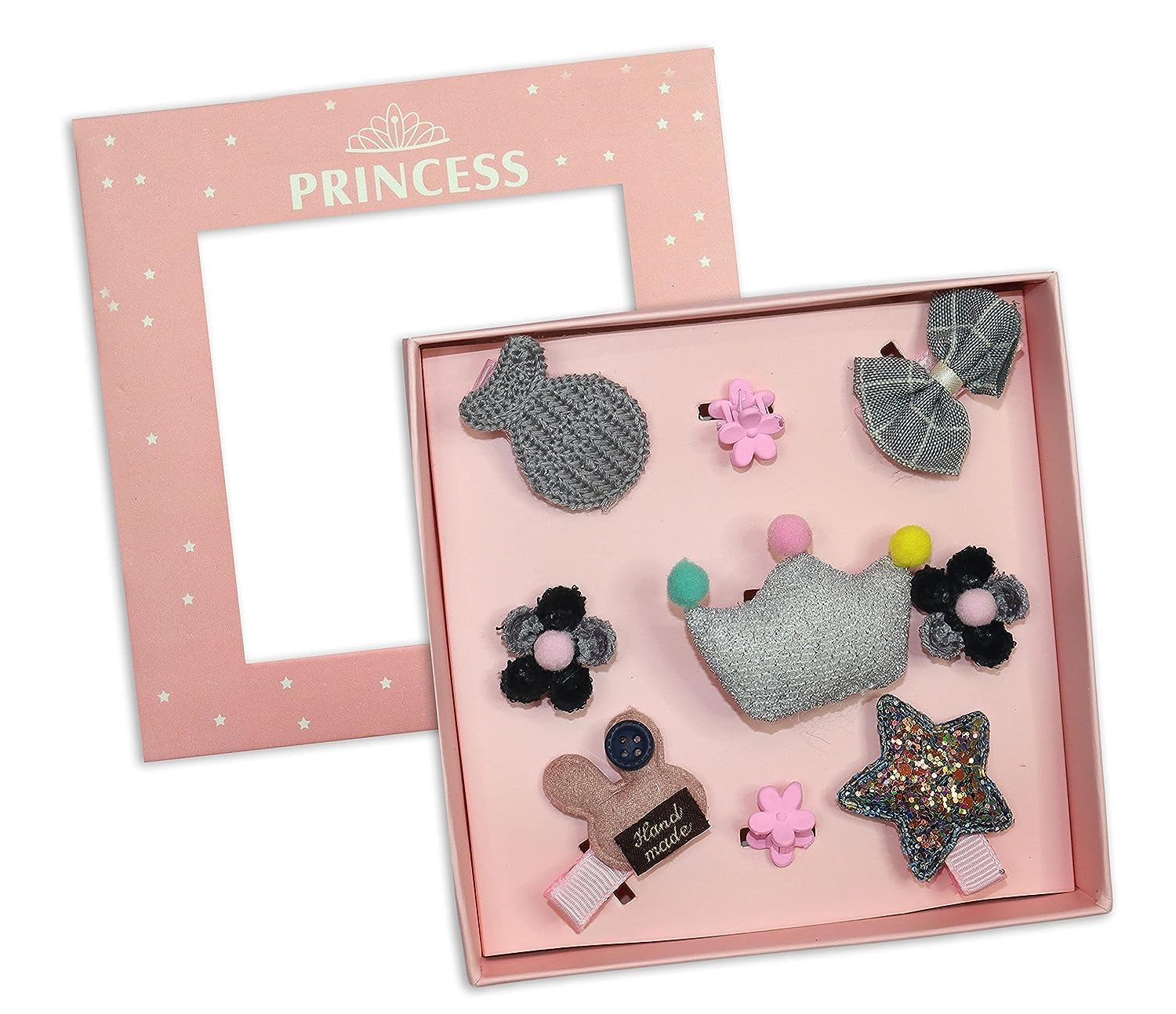 FIMBUL Baby Hair Clips Set - 9 Pcs Cute Hair Bows & Elastic Hair Ties for Girls, Soft Hair Accessories for Toddlers (Style-2) - Perfect for Daily Wear, Parties & Photo Shoots