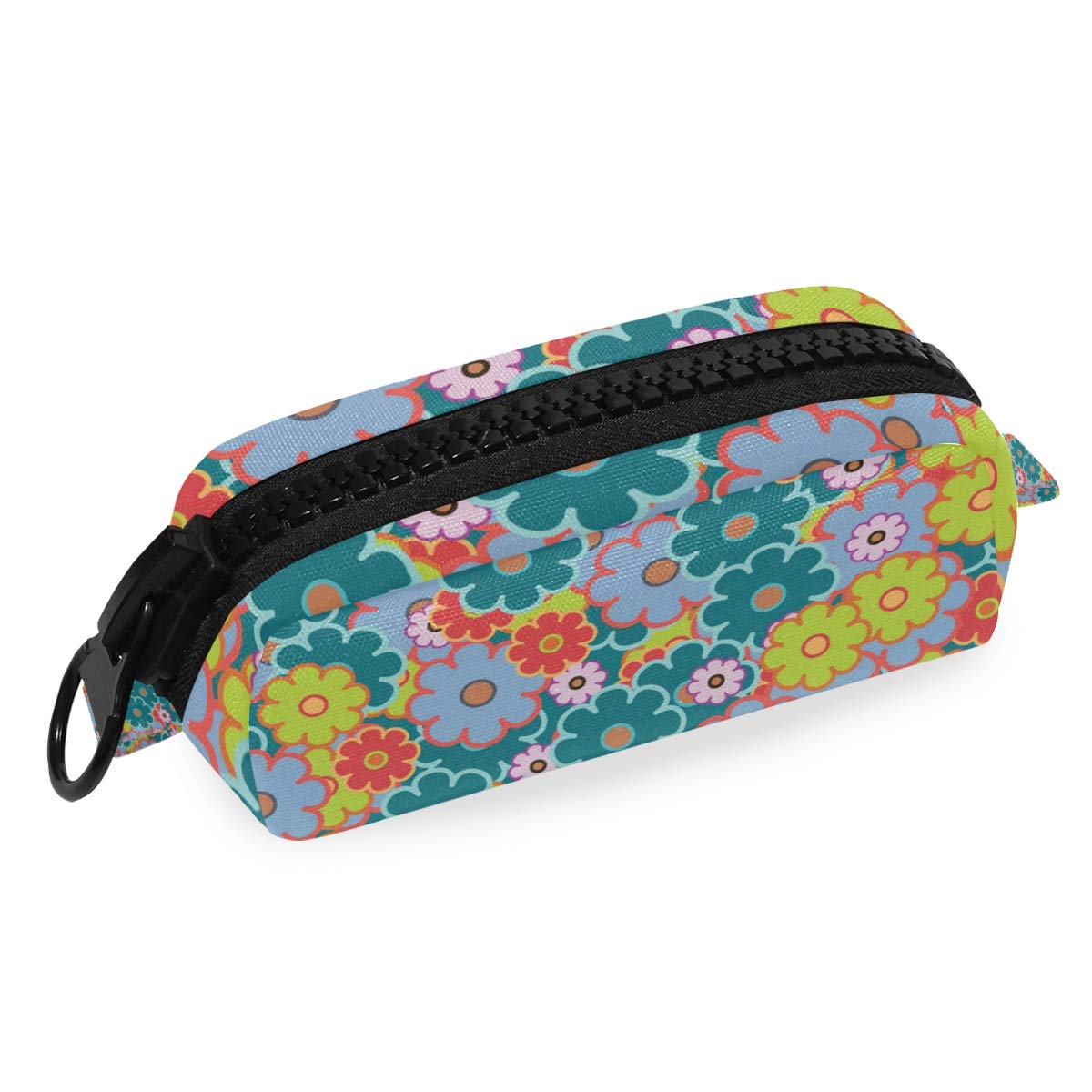 FengJu Large Capacity Pencil Case with Zipper - Cosmetic Makeup Bag & Pen Organizer for School, Office, Travel - Colorful Flower Design for Teens & Adults (Perfect for Backpack, Laptop Bag & Daily Essentials Storage)