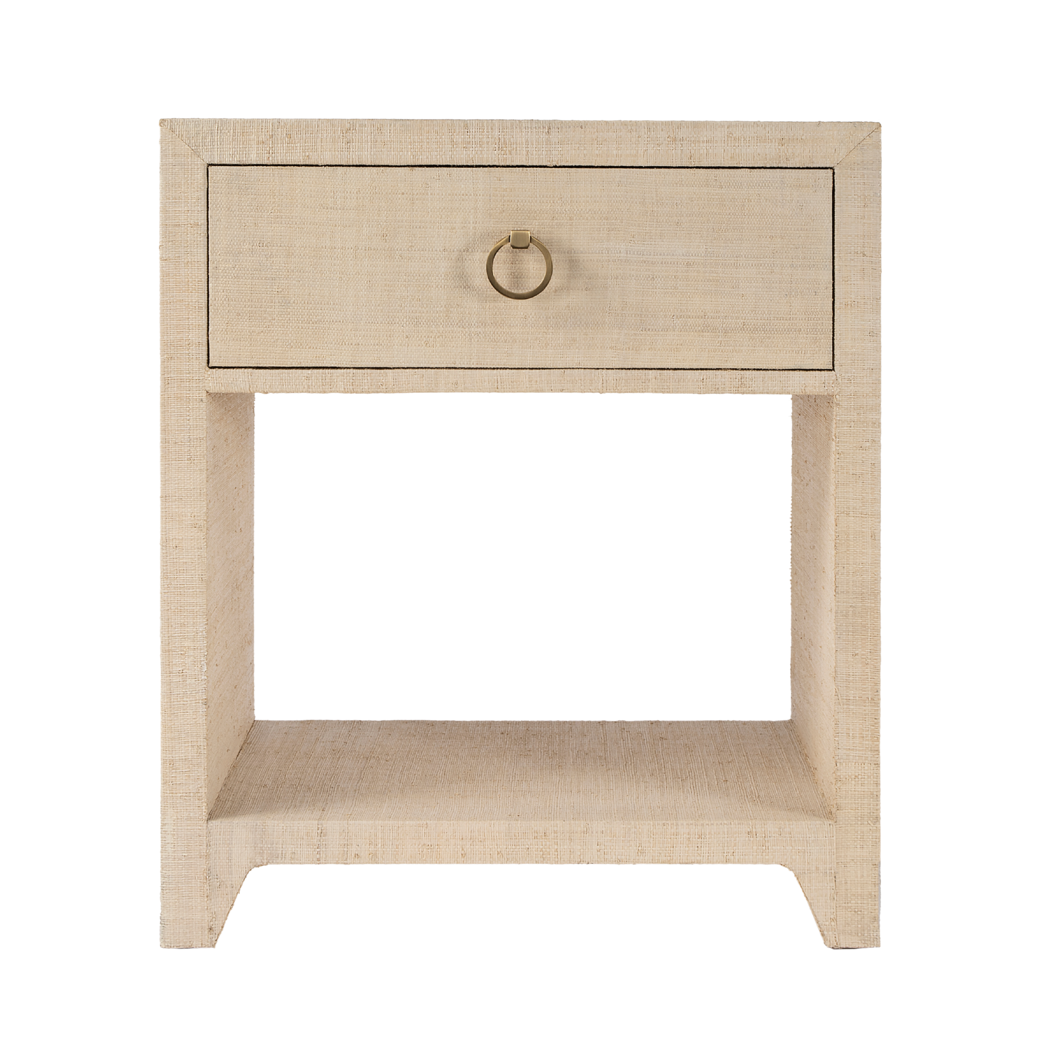 Coastal Natural Saguran Raffia Single Drawer Nightstand - Boho Bedside Table with Woven Rattan Design for Bedroom, Living Room & Guest Room Decor