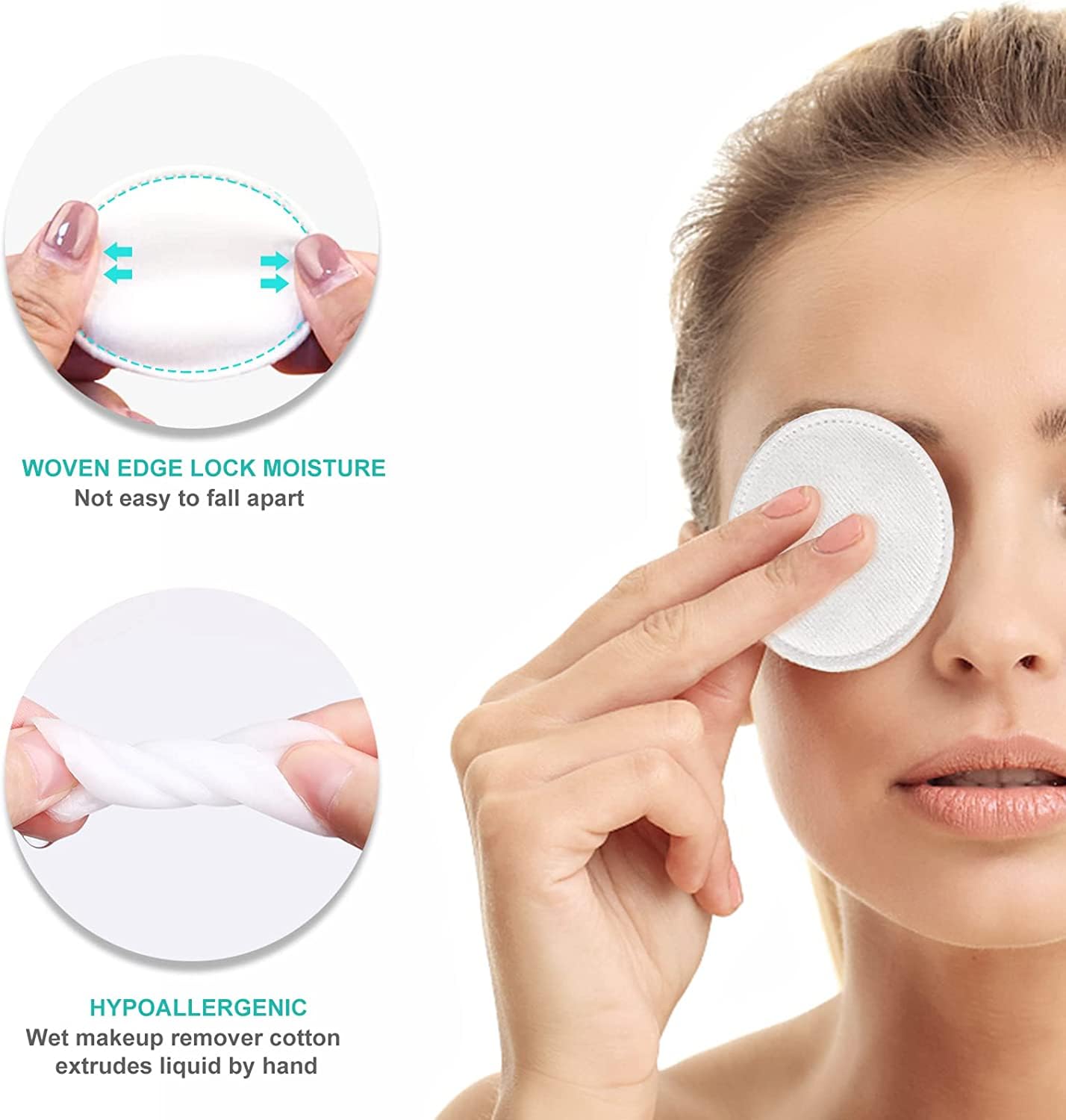 100% Natural Cotton Facial Rounds - 100-Piece Soft Round Makeup Remover Pads for Face Cleansing, Toner Application & Baby Care | Hypoallergenic & Eco-Friendly | Perfect for Skincare Routine, Travel & Nursery Essentials