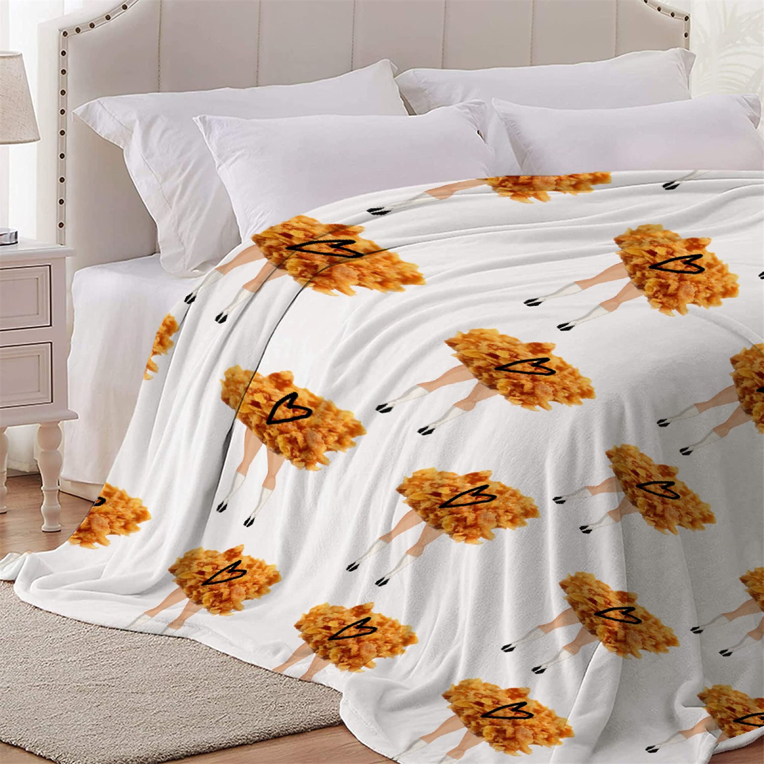 Crispy Fried Chicken Nugget Throw Blanket - Ultra Soft Flannel Fleece Blanket for Gifts | Plush Lightweight Cozy Blanket for Couch, Sofa & Bed | All-Season XL 120x90 Inch Blanket for Family | Perfect for Movie Nights, Camping & Home Decor