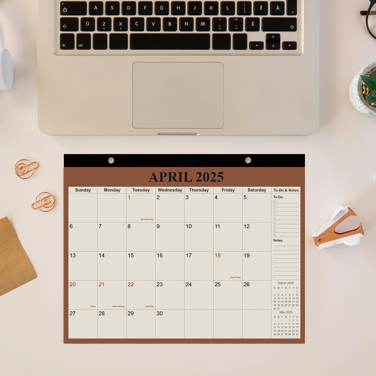 2025-2026 Desk Calendar - 15 Month Planner from April 2025 to June 2026 | Thick Paper Office & Home Organizer | 14