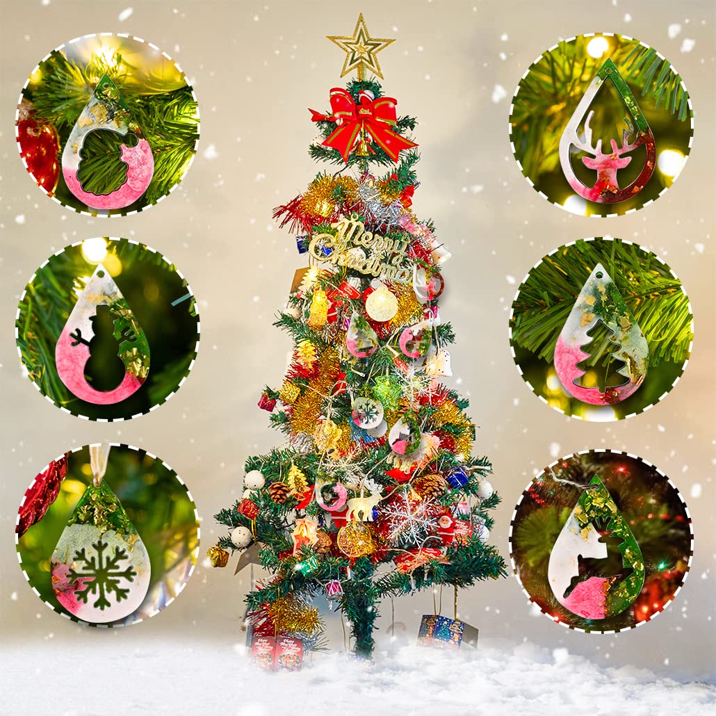 6pcs Christmas Silicone Molds for Resin Jewelry Making - DIY Xmas Tree, Snowflake & Elk Earrings, Pendants, Keychains - Perfect for Holiday Crafts, Gifts & Epoxy Resin DIY Projects