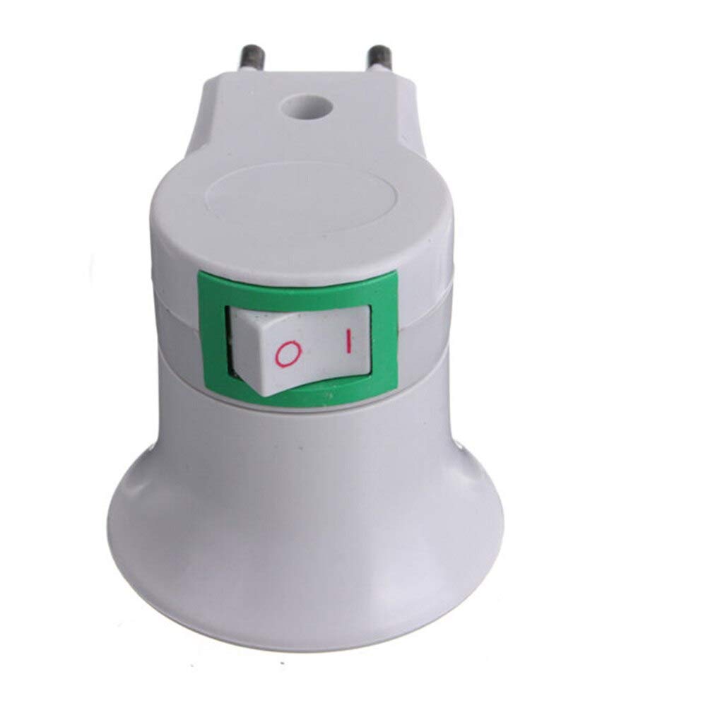 1PCS E27 Lamp Socket Base with On/Off Switch - White Christmas Light Holder - EU Plug Adapter for Holiday Decorations & Home Lighting