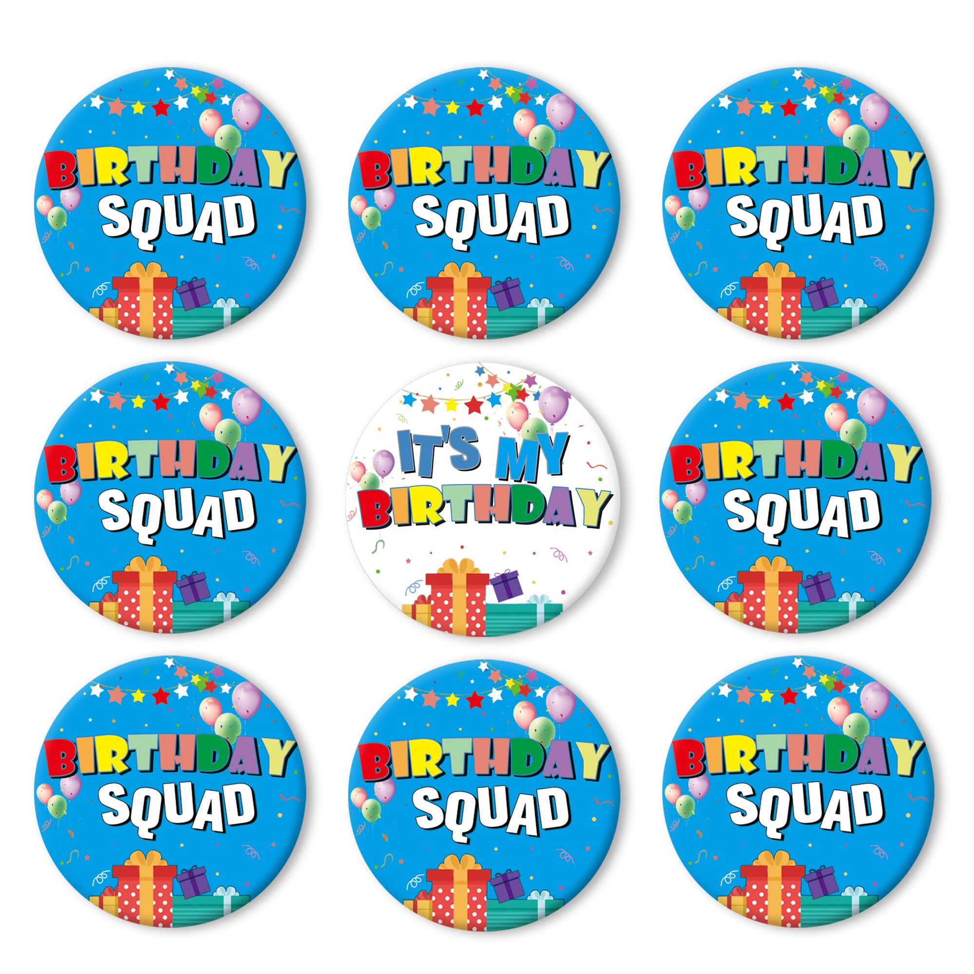 9pcs Birthday Pin Set - Its My Birthday Pin & Birthday Squad Pins (2.3inch) for Women & Men - Birthday Girl & Boy Buttons - Party Decorations & Gifts - Perfect for Birthday Parties, Celebrations & Group Events