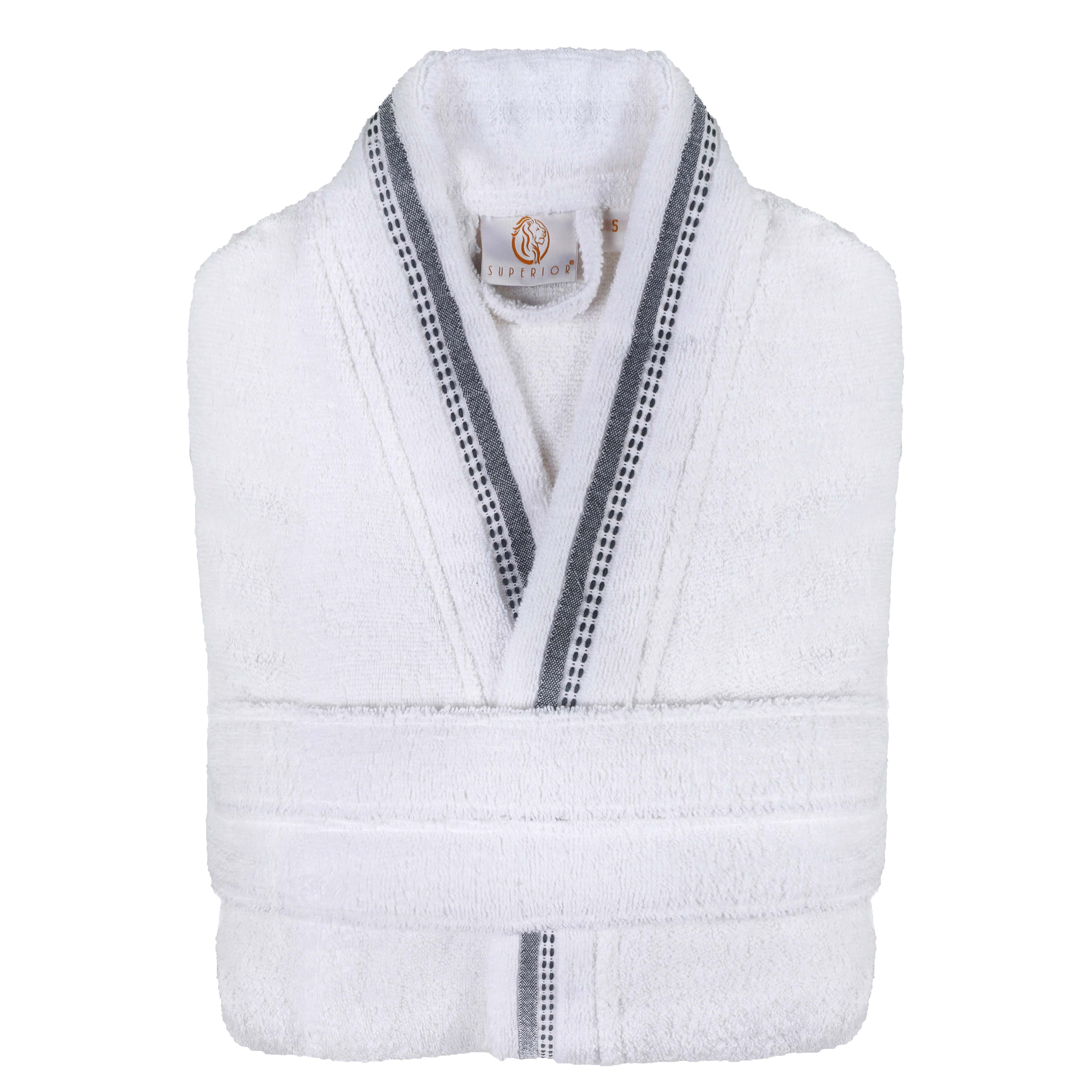 Unisex Cotton Terry Kimono Bathrobe with Embroidery - Soft & Absorbent Bath Robe for Spa, Hotel, Home Relaxation & Gift Giving
