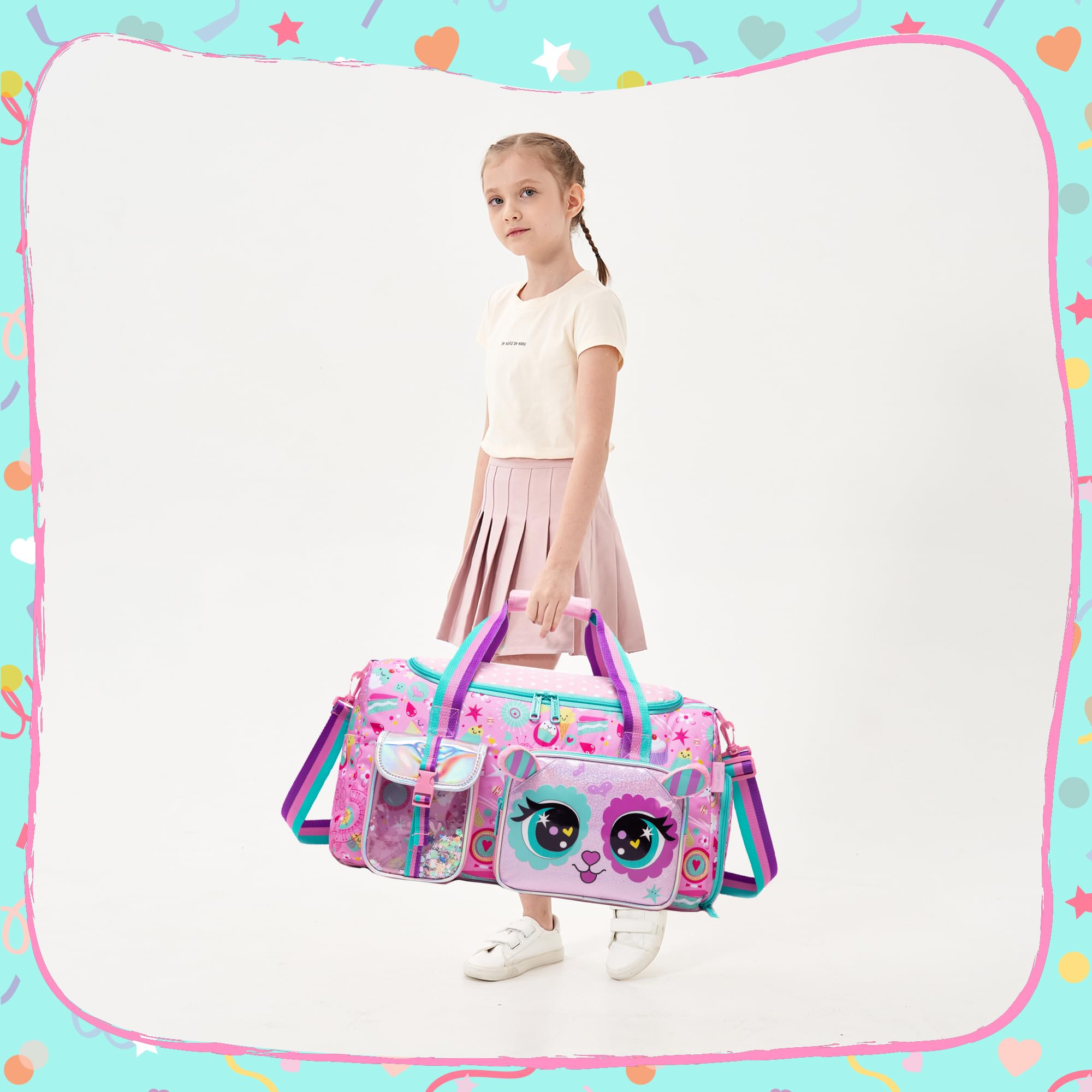 **Kids Duffle Bag for Girls - Travel, Dance, Gym & Overnight Weekender Bag with Shoe Compartment | Perfect for School, Sports & Weekend Getaways**