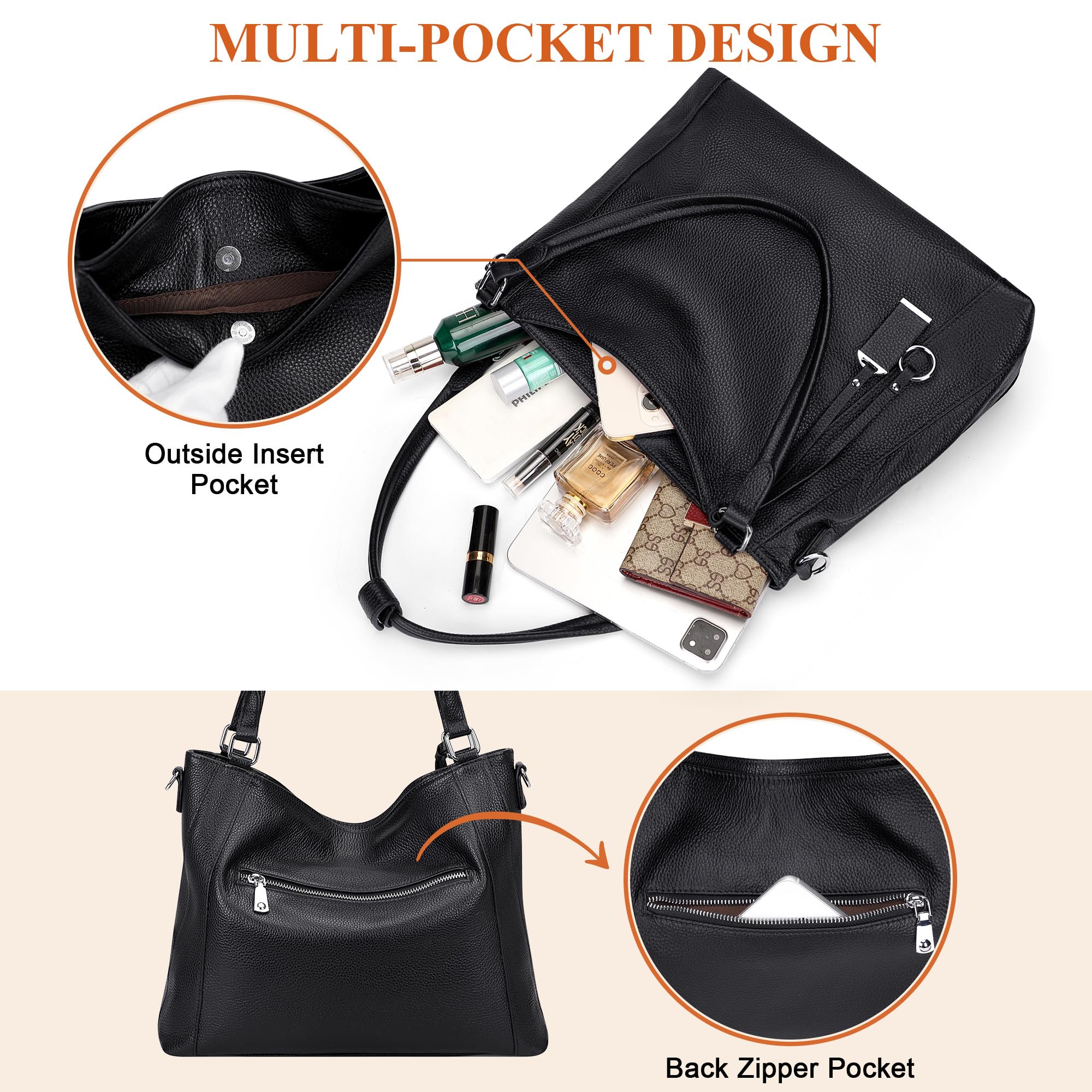 Premium Soft Leather Handbags for Women - Stylish Shoulder Hobo & Large Tote Crossbody Bag - Perfect for Work, Travel & Everyday Use