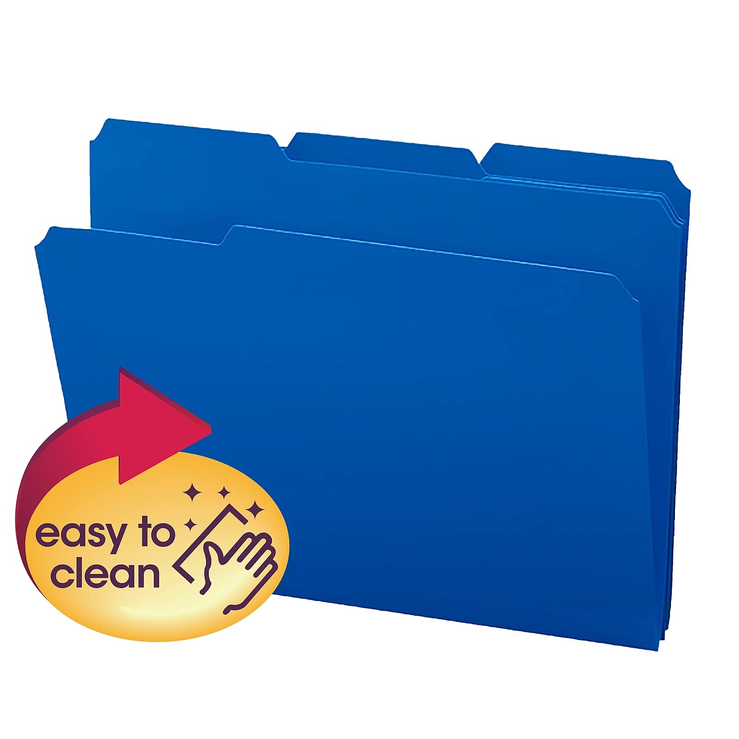 Smead 10503 Blue Poly File Folders - Letter Size, 1/3 Cut Tabs, Durable Hanging Folders for Office Organization - Perfect for Filing Cabinets, Document Storage & Office Supplies