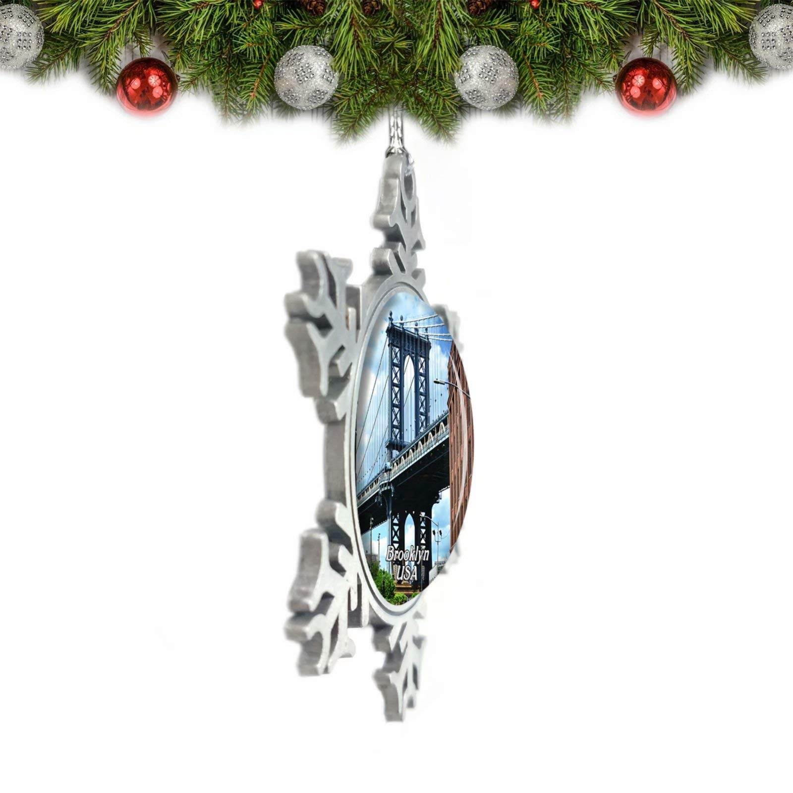 Dumbo Brooklyn Christmas Ornament - Crystal Metal Tree Decoration for Holiday Gifts & Souvenirs | Perfect for Xmas Tree Decor, Home Décor & Holiday Party Favors