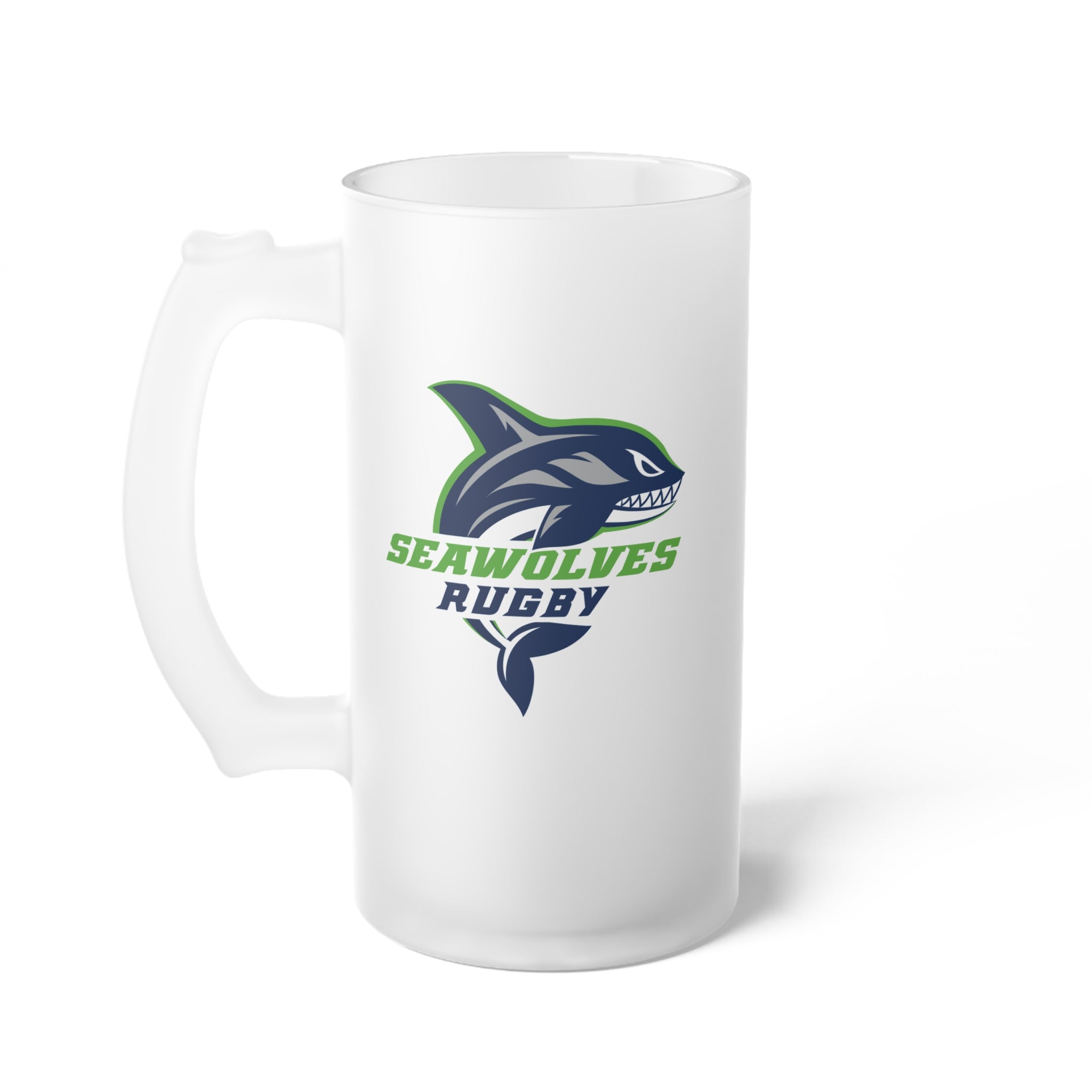 Seawolves Frosted Glass Beer Mug - 16oz Insulated, Durable & Dishwasher Safe - Perfect for Iced Beer, Cocktails & Home Bar Decor