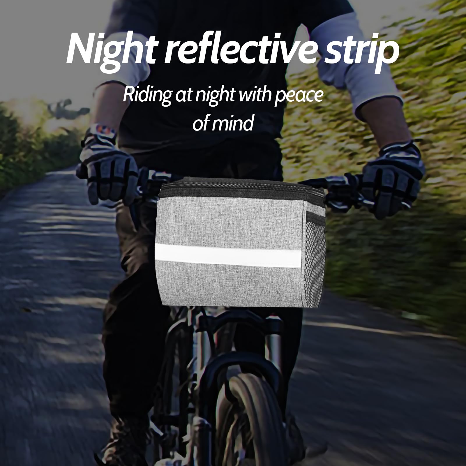 Reflective Bike Frame Bag - Waterproof Bicycle Handlebar Storage Pouch with Phone Holder for Outdoor Hiking, Cycling & Commuting (8.46x5.31x6.49 inches, Gray) - Perfect for Road Bikes, Mountain Bikes & Urban Cycling Accessories