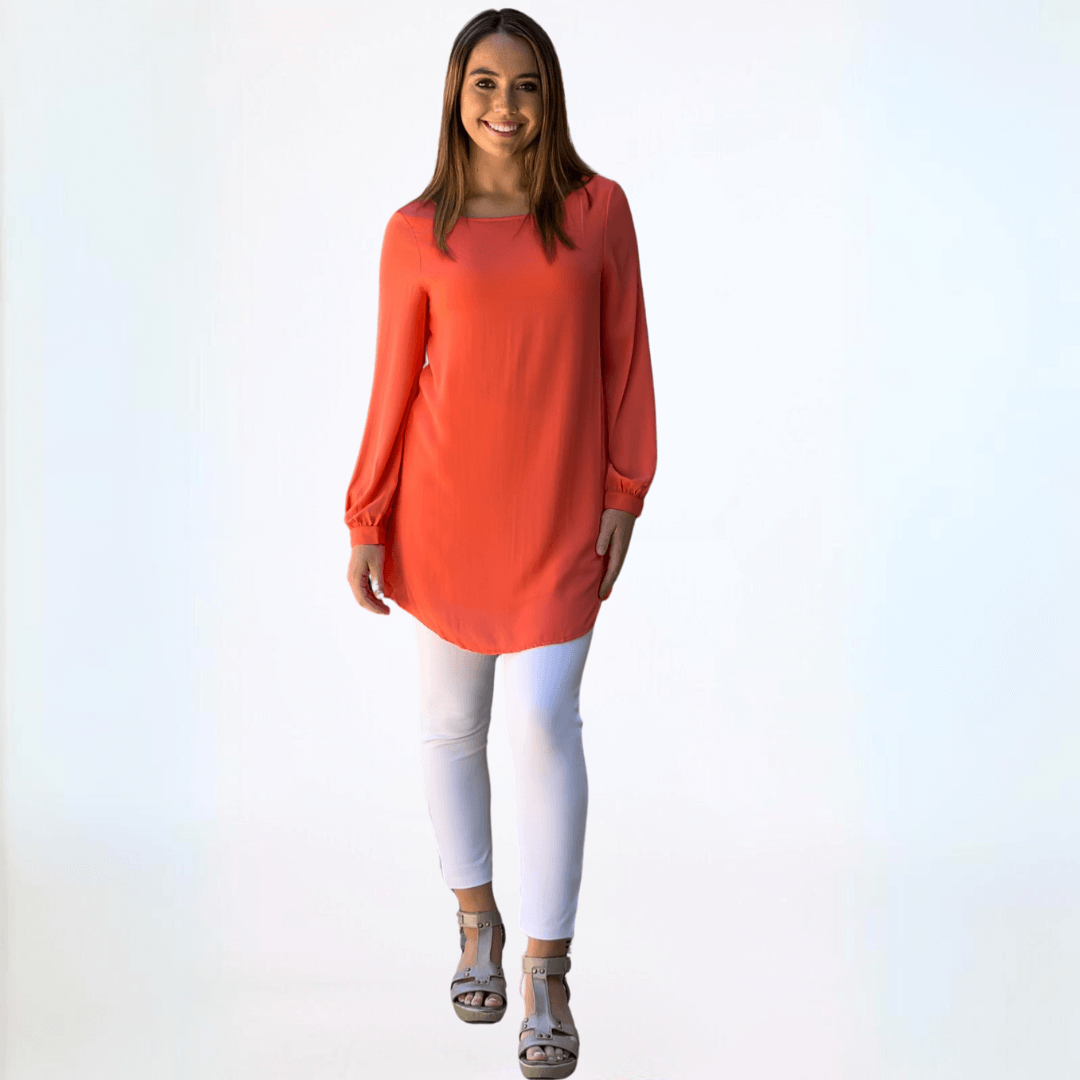 Elegant Front Zip V-Neck Tunic Top for Women - Final Sale Clearance - Perfect for Office, Party & Casual Wear