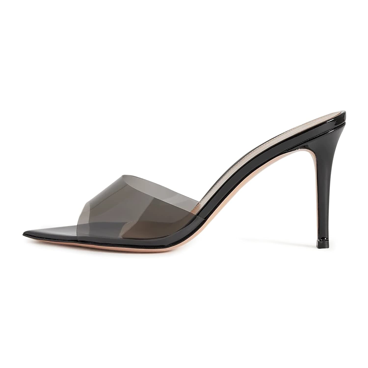 Stylish Clear PVC Mules for Women - Pointed Open Toe Transparent Slippers with Sexy High Stiletto Heel, Backless Slide Sandals for Girls | US Size 4-16 | Perfect for Beach Outings, Summer Parties & Everyday Wear