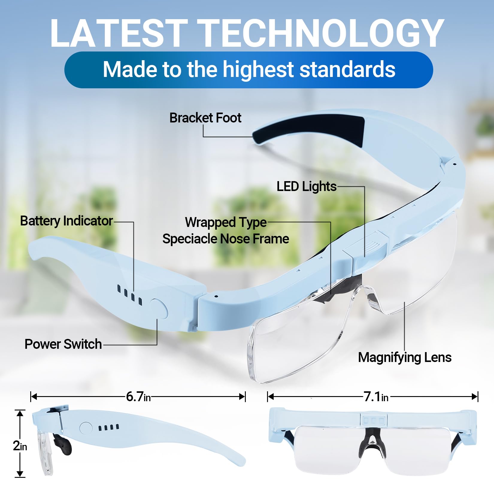 YOCTOSUN Magnifying Glasses with 3 LED Lights - 5 Detachable Lenses (0.75X-4.0X) Headband Magnifier for Jewelry Making, Watch Repair, Reading & Hobby Crafts | Hands-Free Illuminated Eyewear for Precision Work