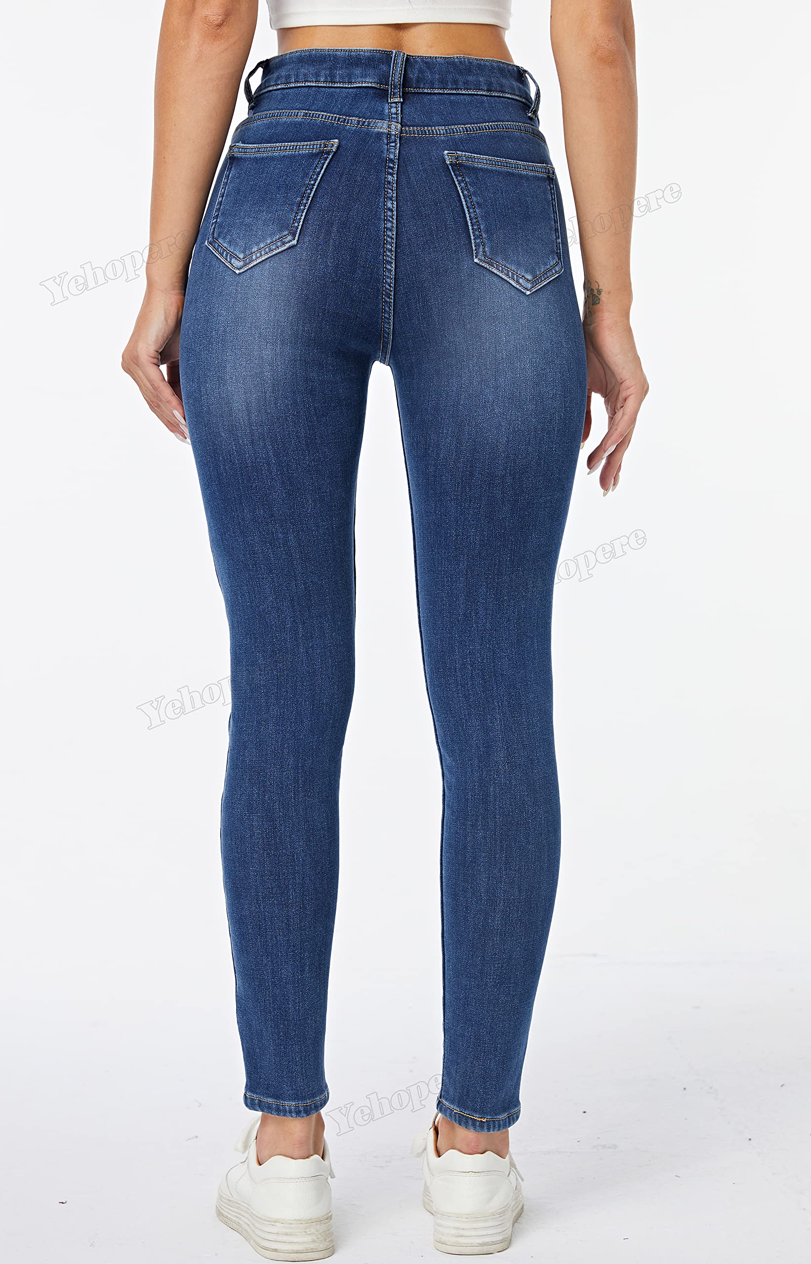 Yehopere Women's Fleece Lined Thermal Winter Jeans - Stretchy Skinny Denim Pants & Jeggings for Cold Weather | Warm Comfort for Outdoor Activities, Work & Casual Wear