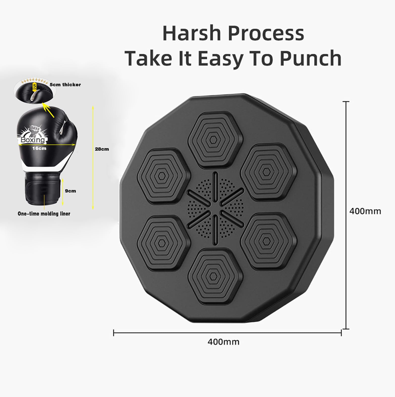 OWNA One Punch Boxing Machine with 4 Professional Boxing Gloves - Smart Music Boxing Trainer Wall Pads for Home Workout - Fitness Equipment for Adults & Kids - Perfect for Stress Relief, Cardio Training & Family Fun