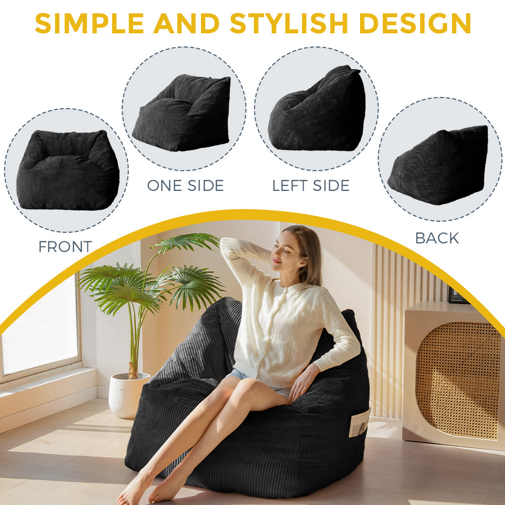 MAXYOYO Bean Bag Chair with Handle - Portable Floor Sofa for Teens, Gaming, Reading & Relaxing - Perfect for Living Room, Bedroom & Dorm Decor