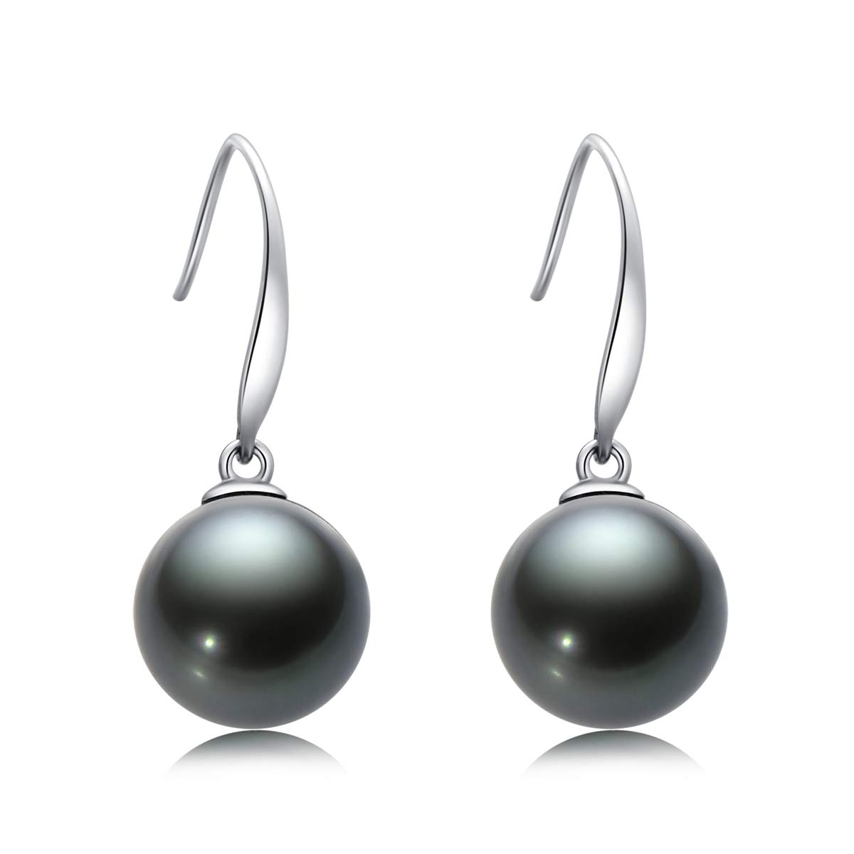 18K Gold Black Pearl Dangle Earrings | 8-9mm Genuine Tahitian Cultured Pearls | Vintage Drop Ear Hook Jewelry for Women | Perfect for Weddings, Parties & Special Occasions