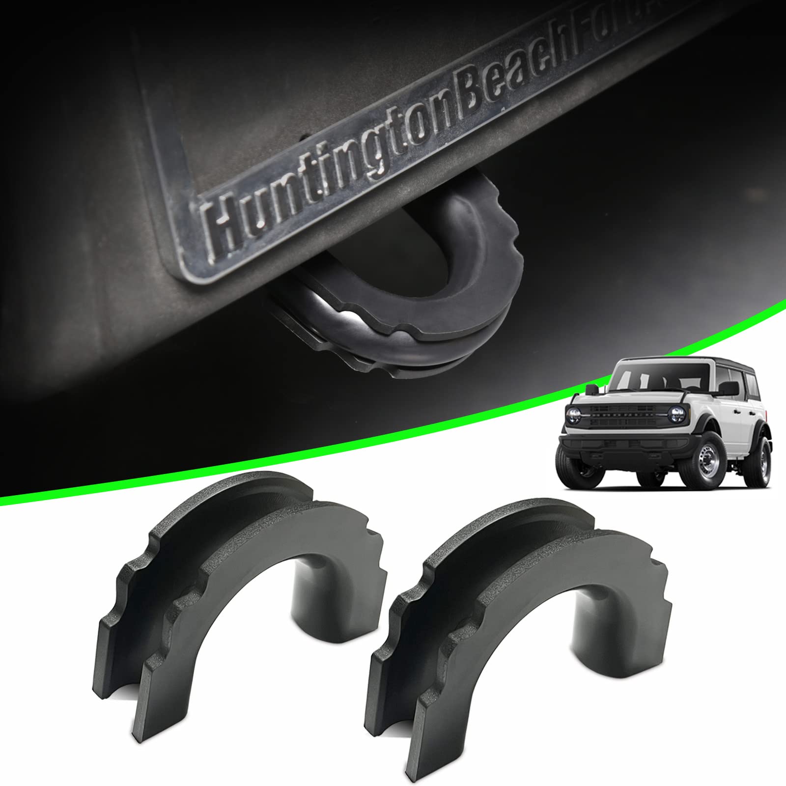 Ford Bronco Rear Shackle Isolators (2021-2024) - Anti-Rattle Bumper Protection Kit | 2-Piece Shackle Covers for Off-Roading & Daily Driving