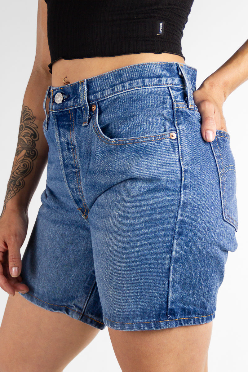 Levi's Women's Denim Shorts - Mid Thigh Length Distressed Denim Cutoff Shorts for Summer | Casual Wear, Beach Outfits, Street Style Fashion