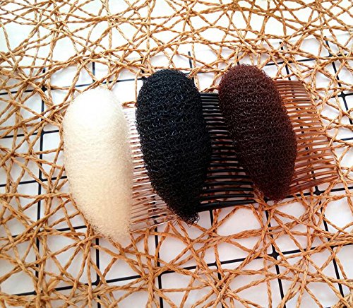 2PCS Hair Volume Combs - 3.3 Inch Sponge Foam Bump It Up Inserts for Beehive & Updo Hairstyles, Hair Styling Tools for Thicker Looking Hair (Brown) - Perfect for Weddings, Parties & Everyday Volume Boost
