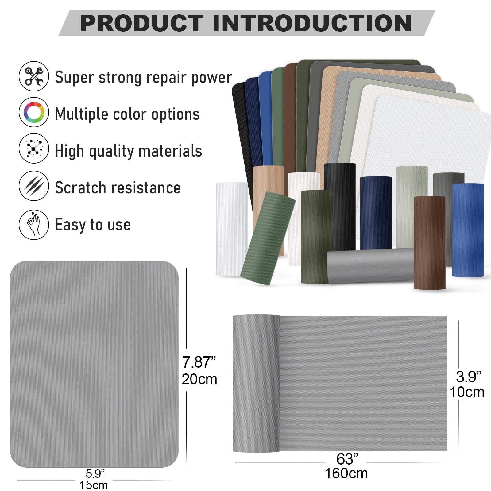 OAZ 3.9 x 63 Inch Self-Adhesive Nylon Repair Patches - Waterproof, Lightweight Fabric Patch Kit for Clothing, Down Jackets, Tents & Bags (Army Green) | Perfect for Outdoor Gear Repair, Camping Essentials & Emergency Clothing Fixes