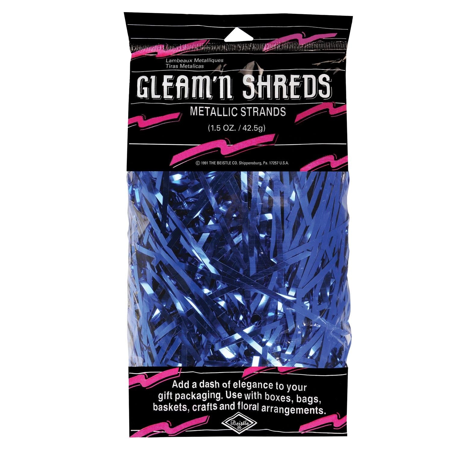 12 Pack Beistle Gleam 'N Shreds Metallic Party Strands - Blue (1.5 Oz per Pack) - Perfect for Birthday Decorations, Baby Showers & Holiday Celebrations