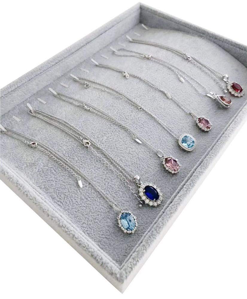 Luxury Gray Velvet Jewelry Tray Organizer - Stackable Storage Box for Necklaces, Rings & Earrings - Perfect for Closet, Drawer, Trade Show & Home Organization
