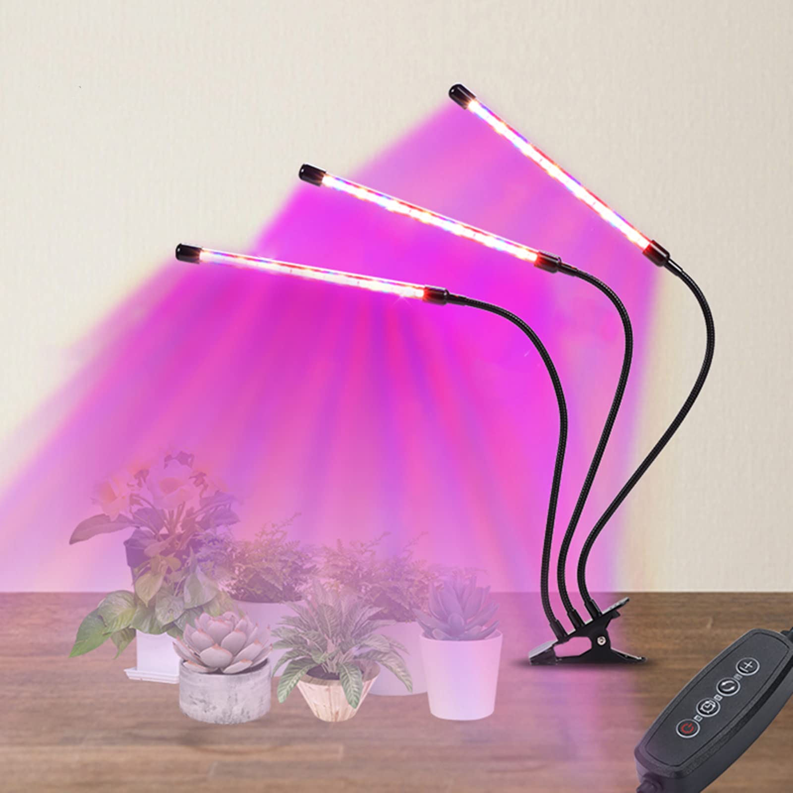 3 Head Full Spectrum LED Plant Grow Light with Timer, Adjustable Goose Neck & Clip - DC 5V Safe Indoor Gardening Lamp for Herbs, Flowers, Seedlings - Perfect for Home, Office & Greenhouse Use