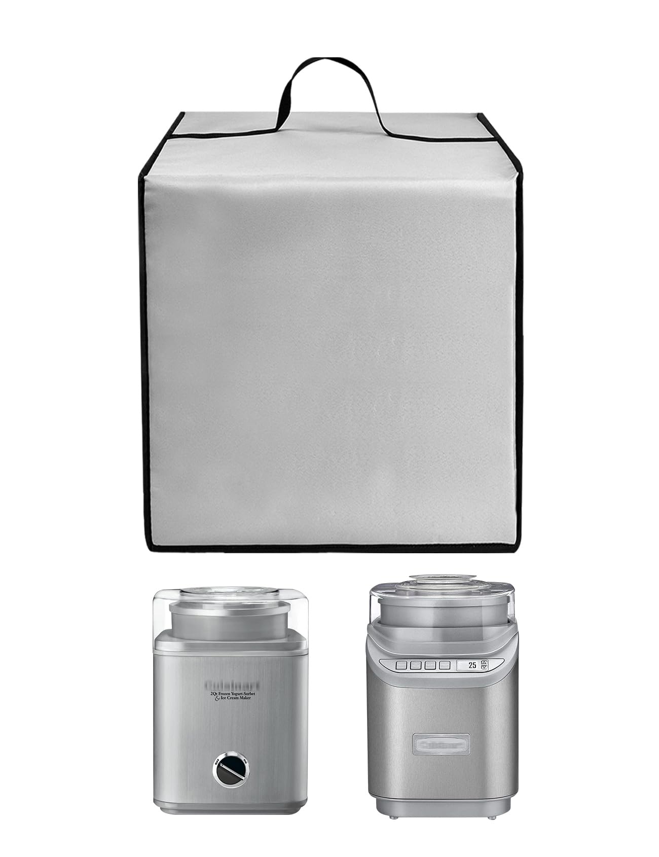Premium 2QT Creami Maker Dust Cover - Waterproof & Anti-Static Nylon Protective Case for Cuisinart ICE30BCP & 1ICE-70P1 Ice Cream Makers - Perfect for Soft Serve, Frozen Yogurt & Gelato Machines (Silver, 2QT) - Keep Your Appliance Clean in Kitchen & Party Settings
