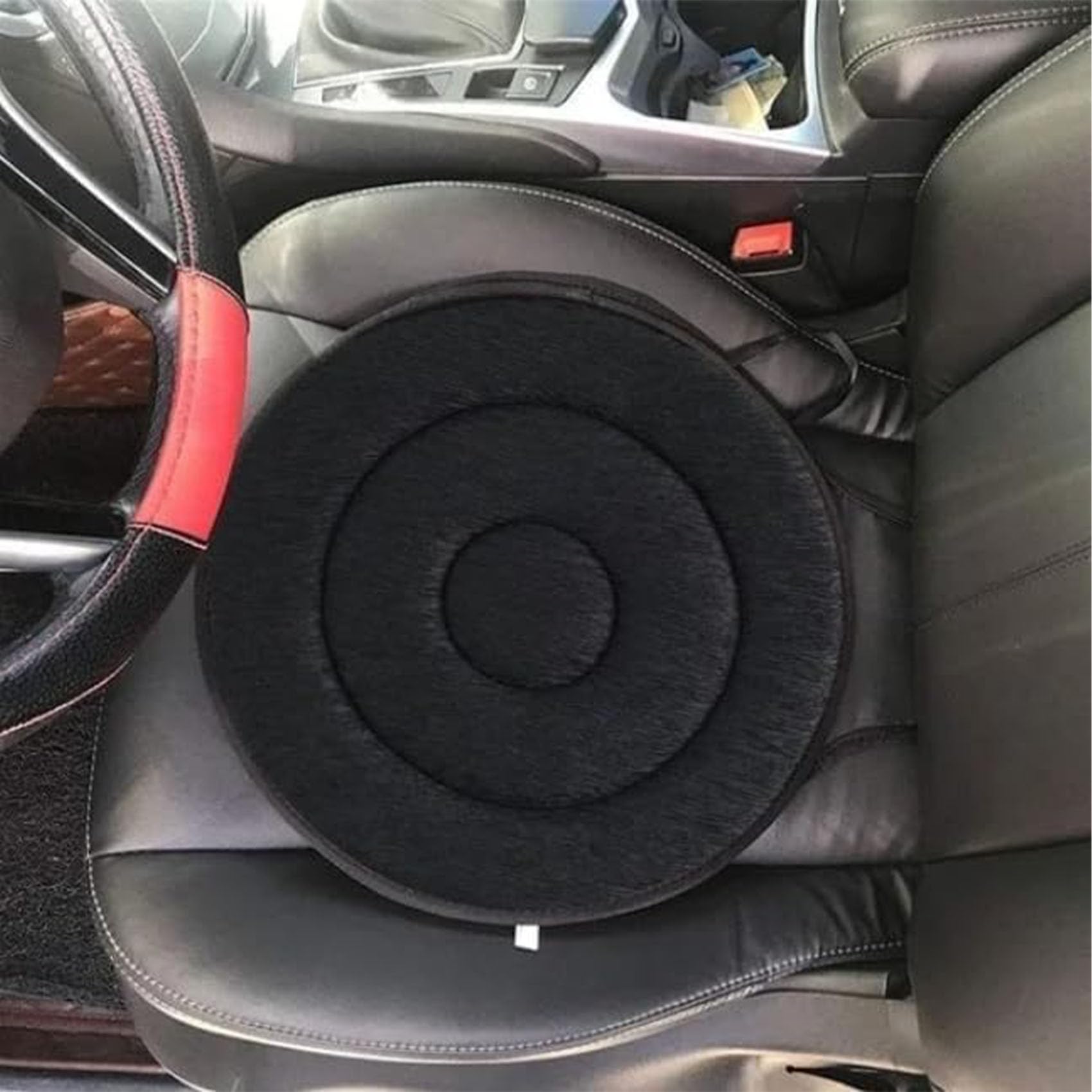 360° Rotating Car Seat Cushion for Elderly & Adults - Swivel Cushion with Non-Slip Base for Cars, Office Chairs & Home Use - Comfort Support for Driving, Working & Relaxing (Black) ASJD32