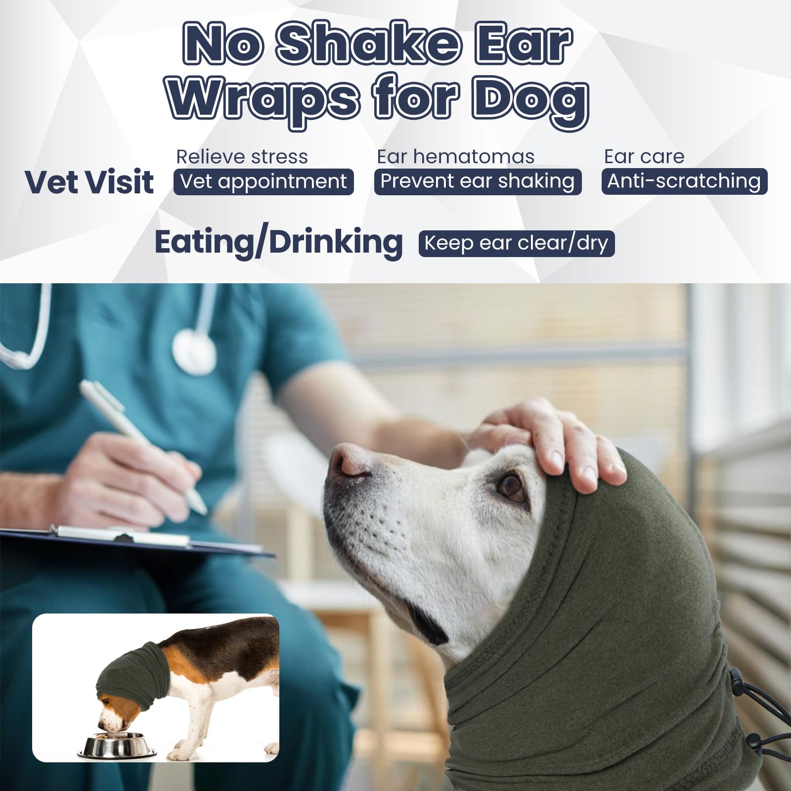 Nanaki Dog Calming Hoodie – Upgrade Anti-Slip Ear Wraps for Noise Protection, Adjustable Dog Ear Muffs for Fireworks & Grooming – Soft Dog Snood & Head Wrap for Anxiety Relief (Perfect for Storms, Travel & Vet Visits)