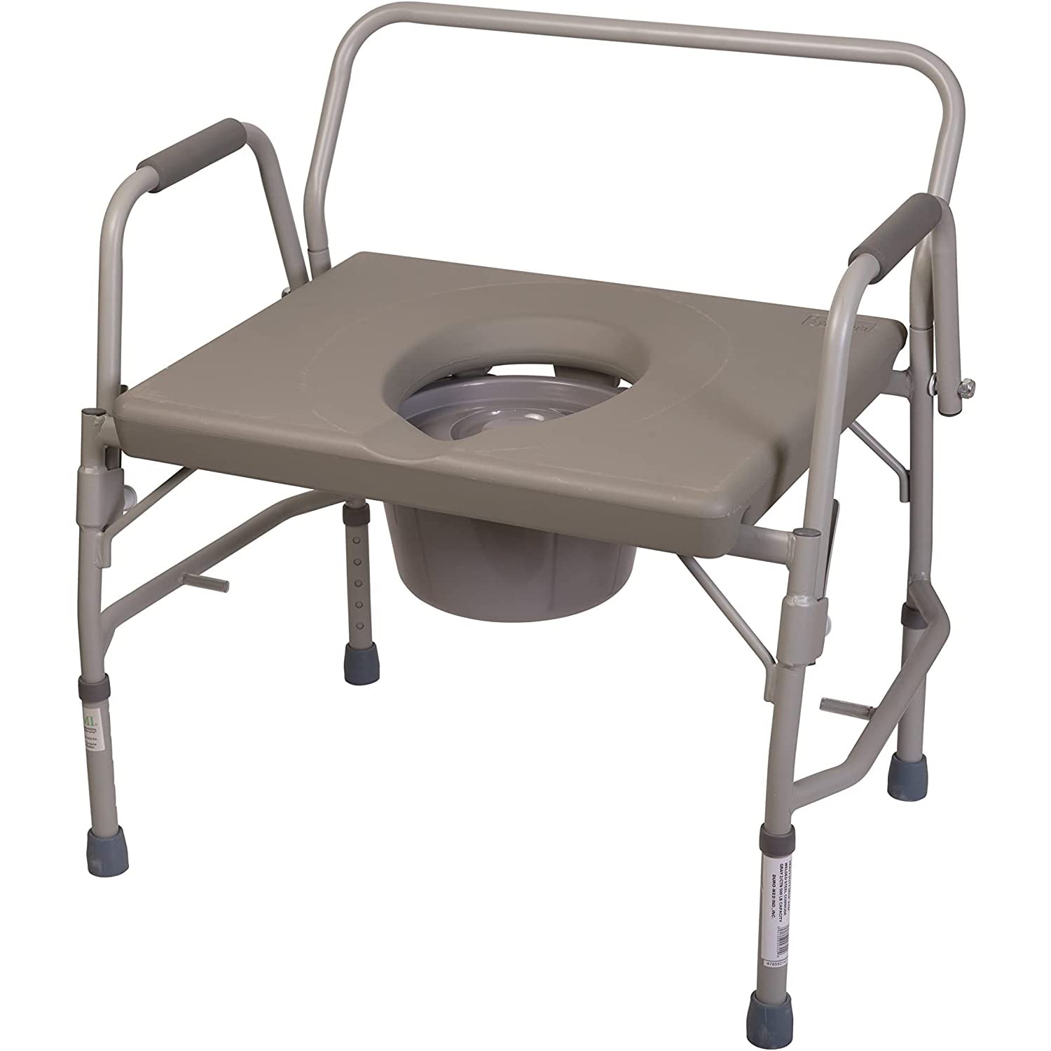 DMI Adjustable Bedside Commode Chair - Portable Toilet with Handles & 7 qt Bucket - 19-23 Inch Height - 500 lb Capacity - Extra Wide Seat for Elderly & Disabled - Ideal for Home Care, Post-Surgery & Mobility Assistance