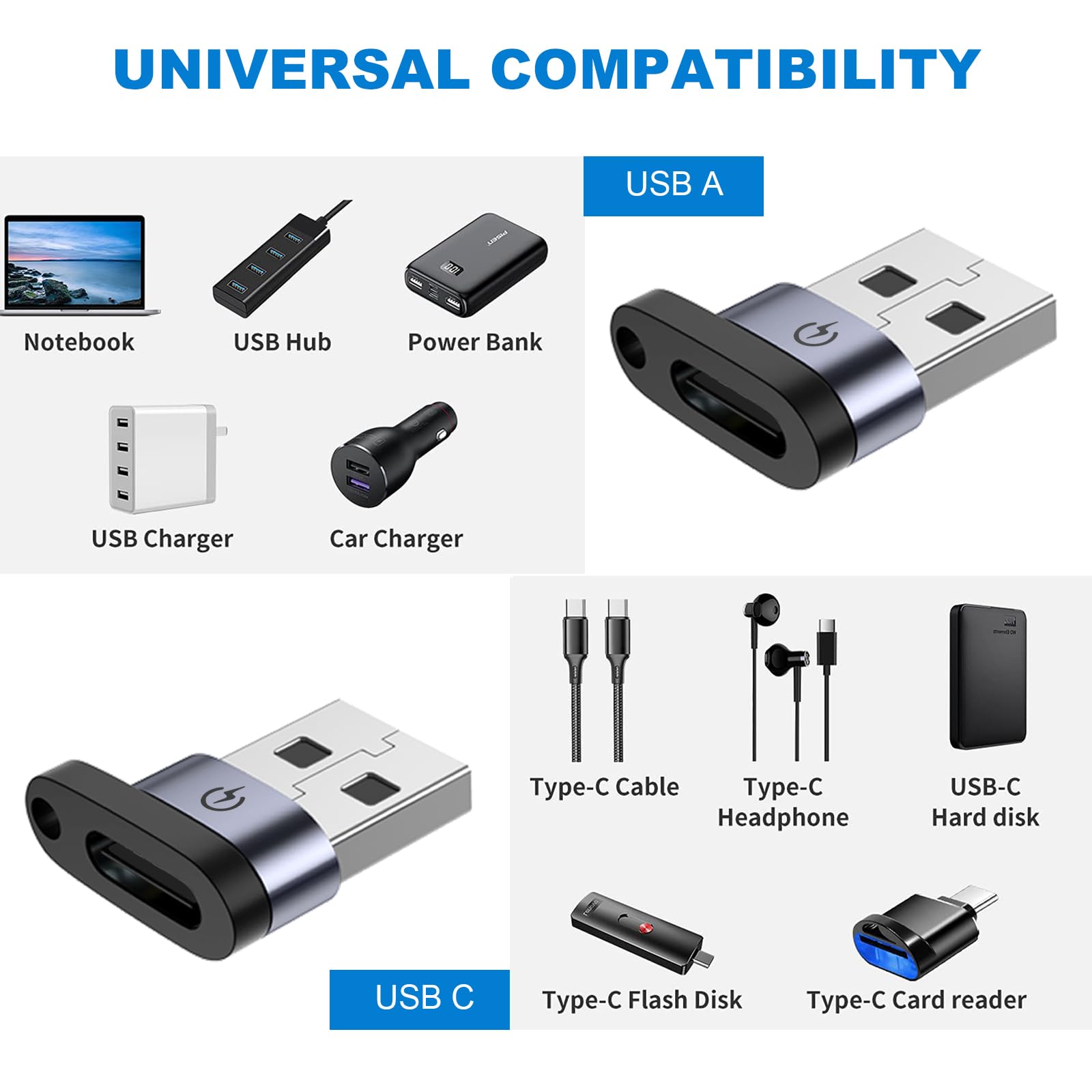 9-Pack USB C to Micro Adapter Set - USB Type C to Micro USB Converter, OTG Charging Cable for Samsung, Android, PS4 - Perfect for Travel, Home & Office Use