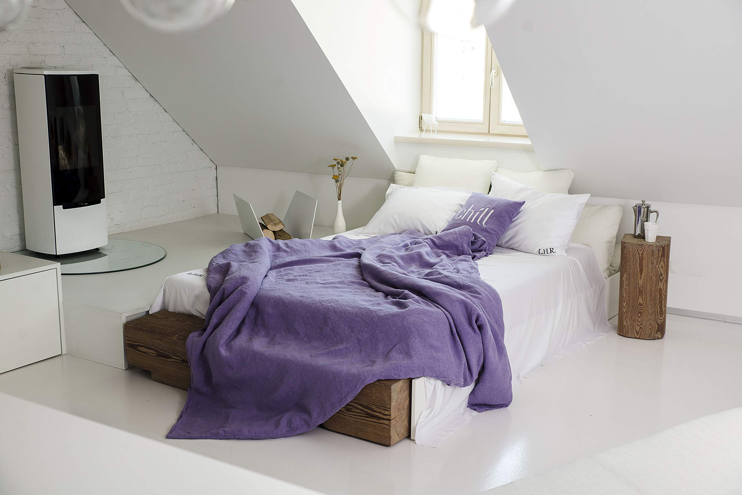 Dusty Purple Linen Duvet Cover - Stone Washed Soft Premium Bedding | Custom Size Handmade Lithuanian Flax Bed Linens | Perfect for Cozy Bedrooms & Luxury Hotel Style Decor