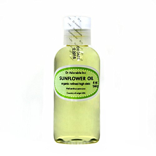 Organic Pure Cold Pressed Sunflower Carrier Oil 4 oz - Refined, Vegan & Natural for Skin, Hair & Massage