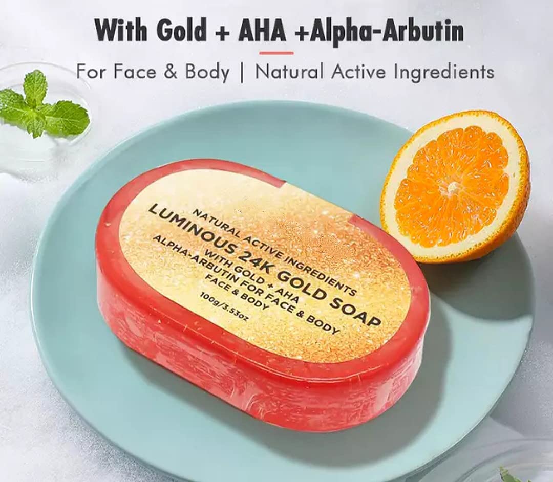 Kozmo Beauty 24K Gold Anti-Acne Whitening Bar Soap - Organic Natural Face Cleanser for Clear Skin | Perfect for Acne-Prone & Sensitive Skin Care Routine