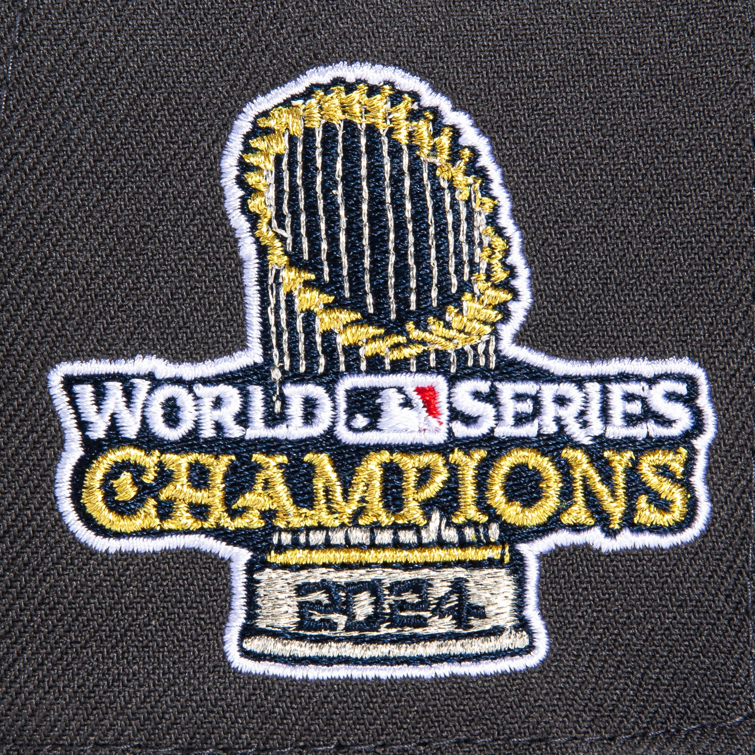 New Era 59Fifty Los Angeles Dodgers 2024 World Series Champions Patch Script Hat - Graphite & Royal Blue - Official MLB Baseball Cap for Men & Women - Perfect for Games, Fan Gear & Streetwear