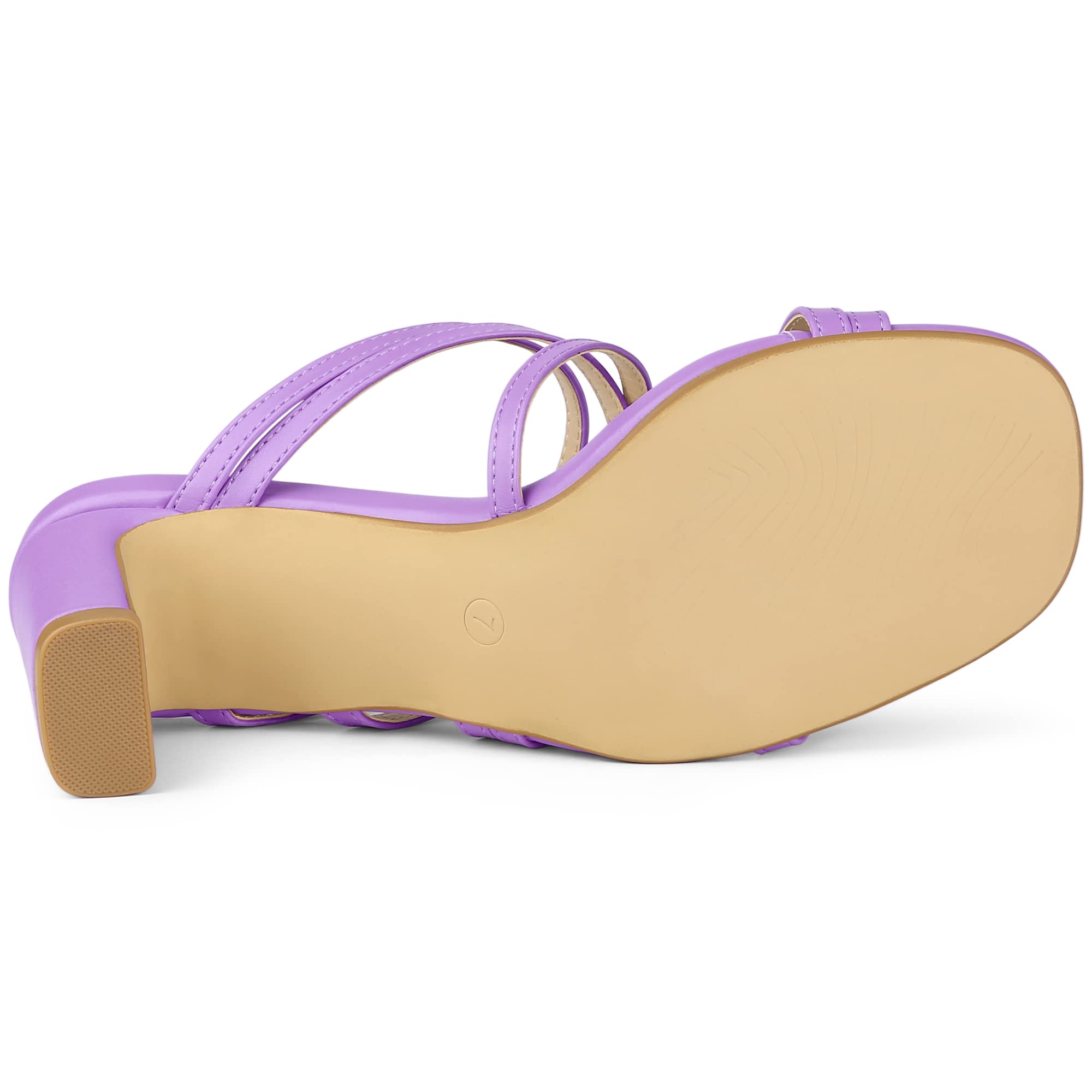 Allegra K Women's Strappy Block Heel Slide Sandals - Comfortable Summer Dress Shoes for Weddings, Parties & Office Wear