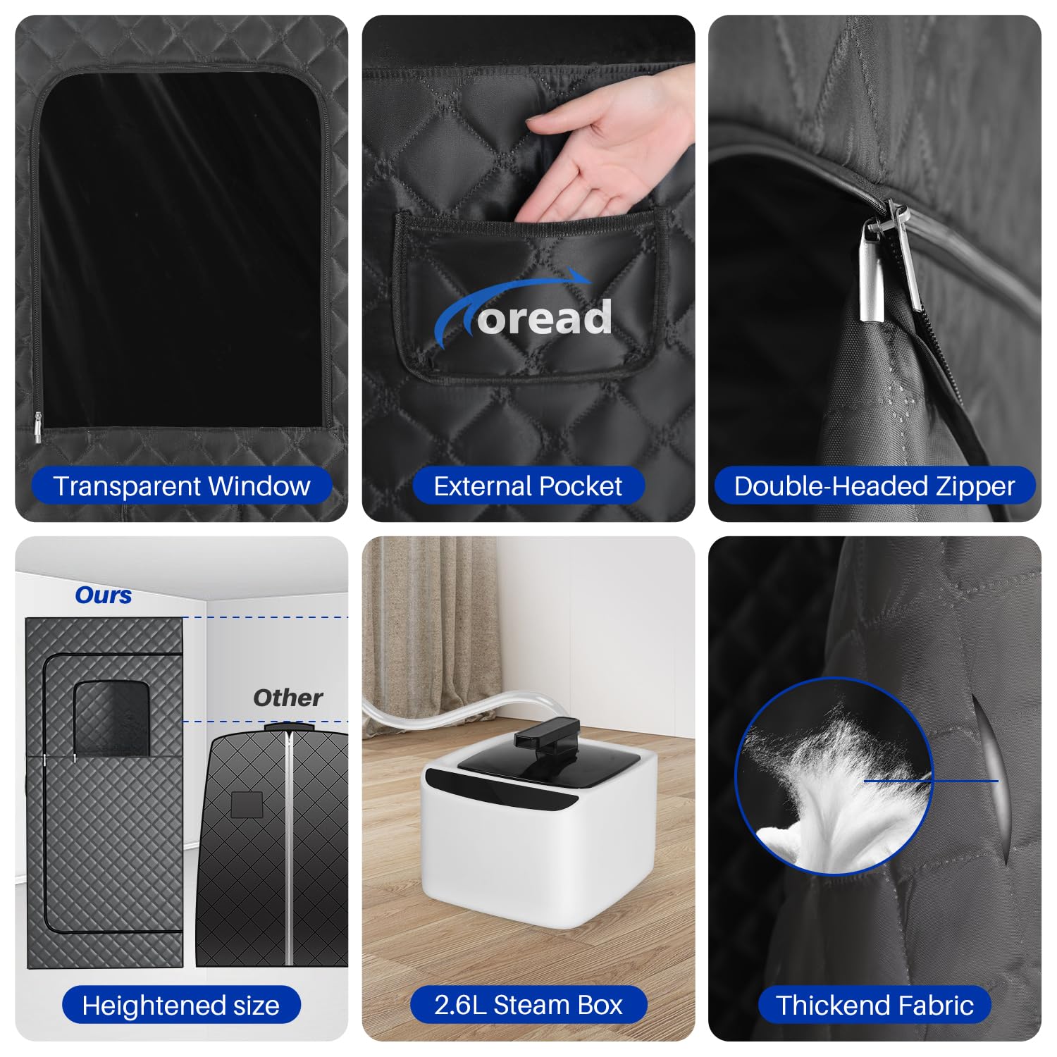 Portable Steam Sauna Box for Home - 2.6L 1000W Personal Sauna Tent with Remote Control, 9 Adjustable Steam Levels, Compact & Easy Storage - Perfect for Relaxation, Detox, and Muscle Pain Relief at Home or Gym