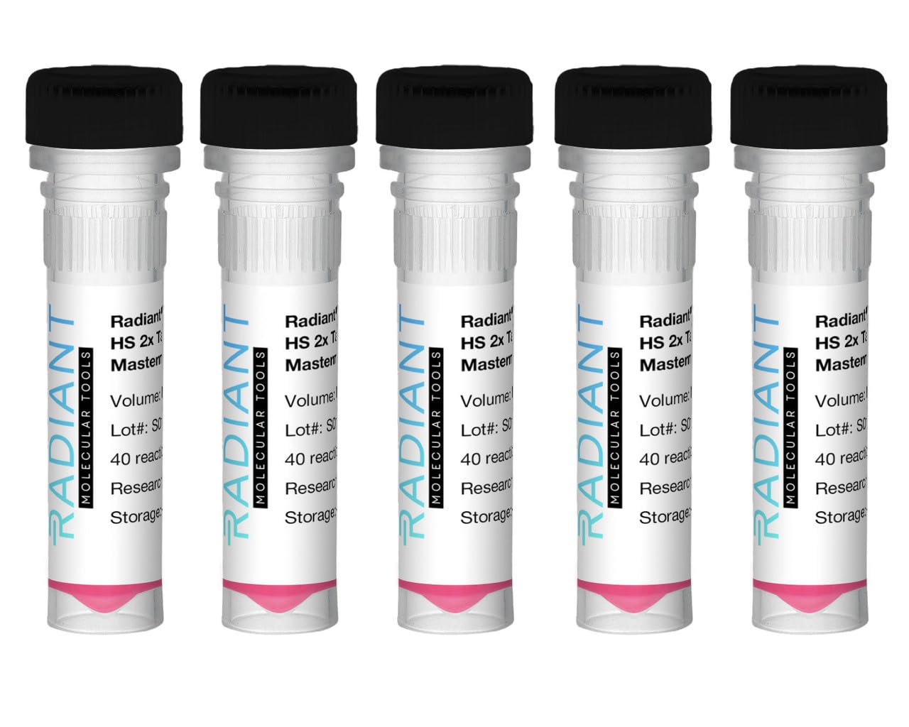 Radiant™ 2X RED Hot-Start Taq DNA Polymerase Mix - 200 Reactions (5 Tubes) for PCR Amplification, Molecular Biology Research & Genetic Testing