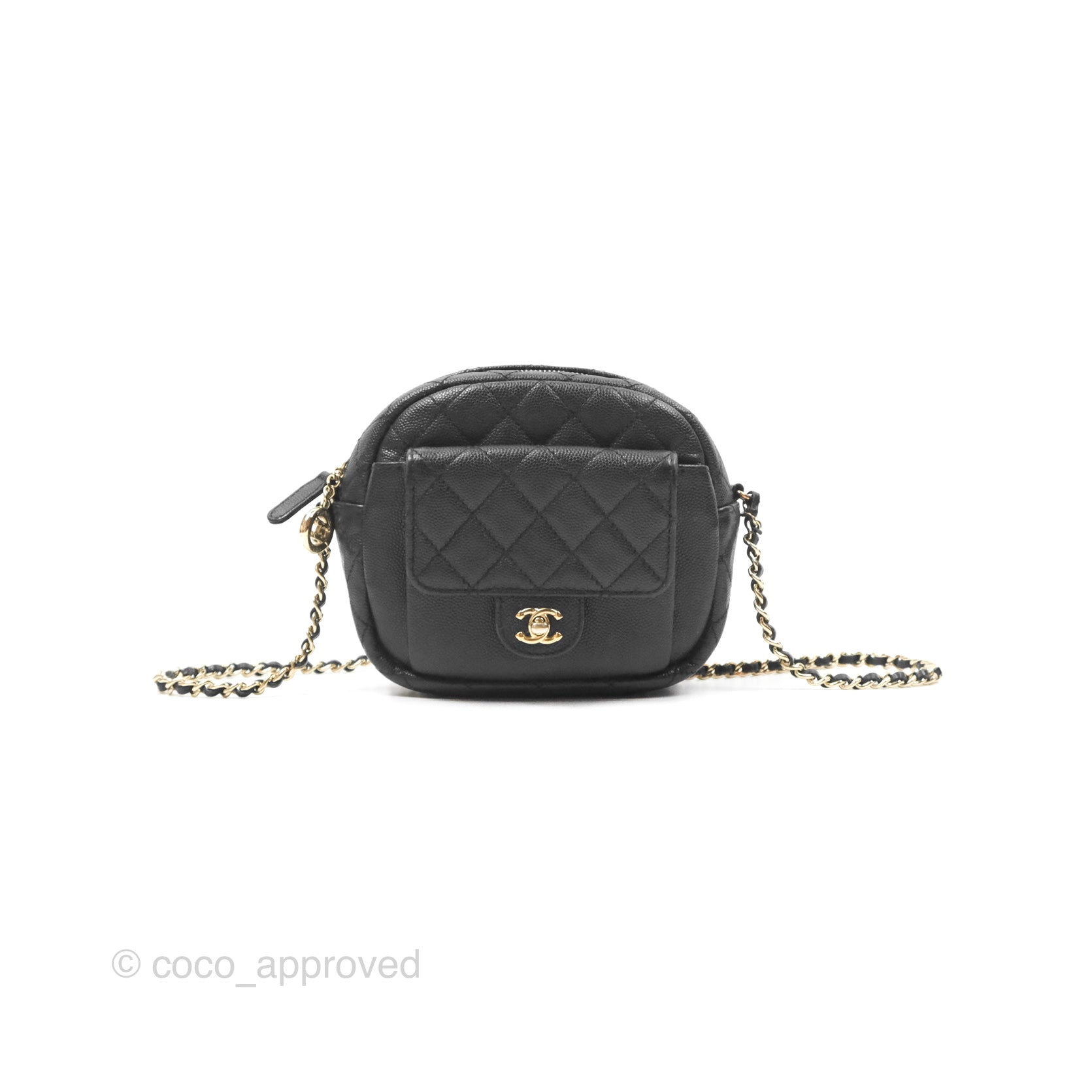 Chanel CC Day Camera Bag in Black Caviar Leather with Gold Hardware - Luxury Crossbody Bag for Women, Perfect for Everyday Use & Special Occasions