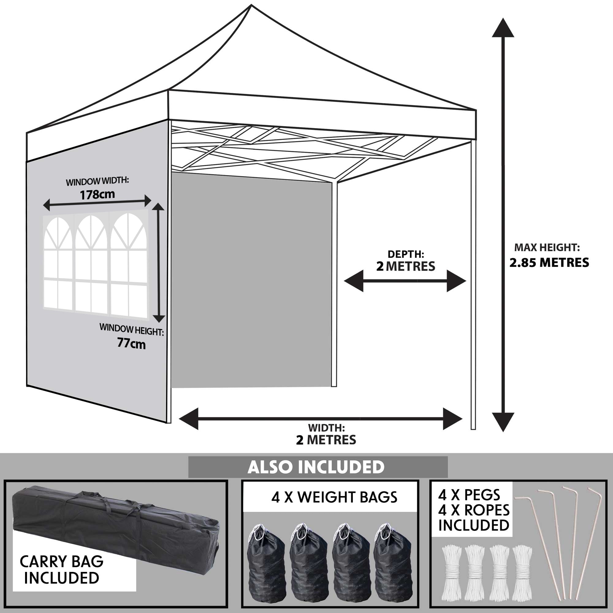Premium 2x2m Pop Up Gazebo with Waterproof Side Walls, Carry Bag, Stakes & Weight Bags - Portable Outdoor Canopy for Camping, Beach, Picnics & Backyard Parties (Blue, DG161)