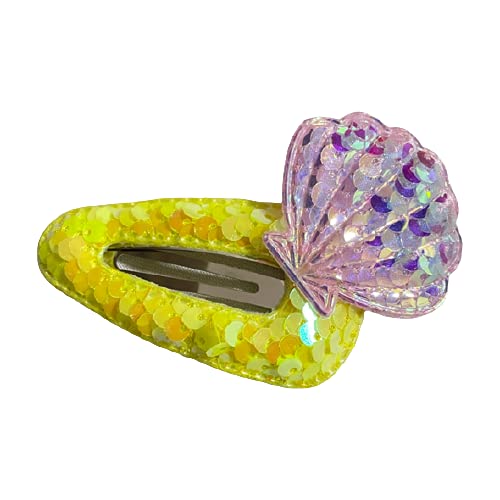 Sparkly Hair Clips for Girls - 6 Pack Sequin & Seashell Hairpins - Cute Hair Accessories for School, Parties & Everyday Styling