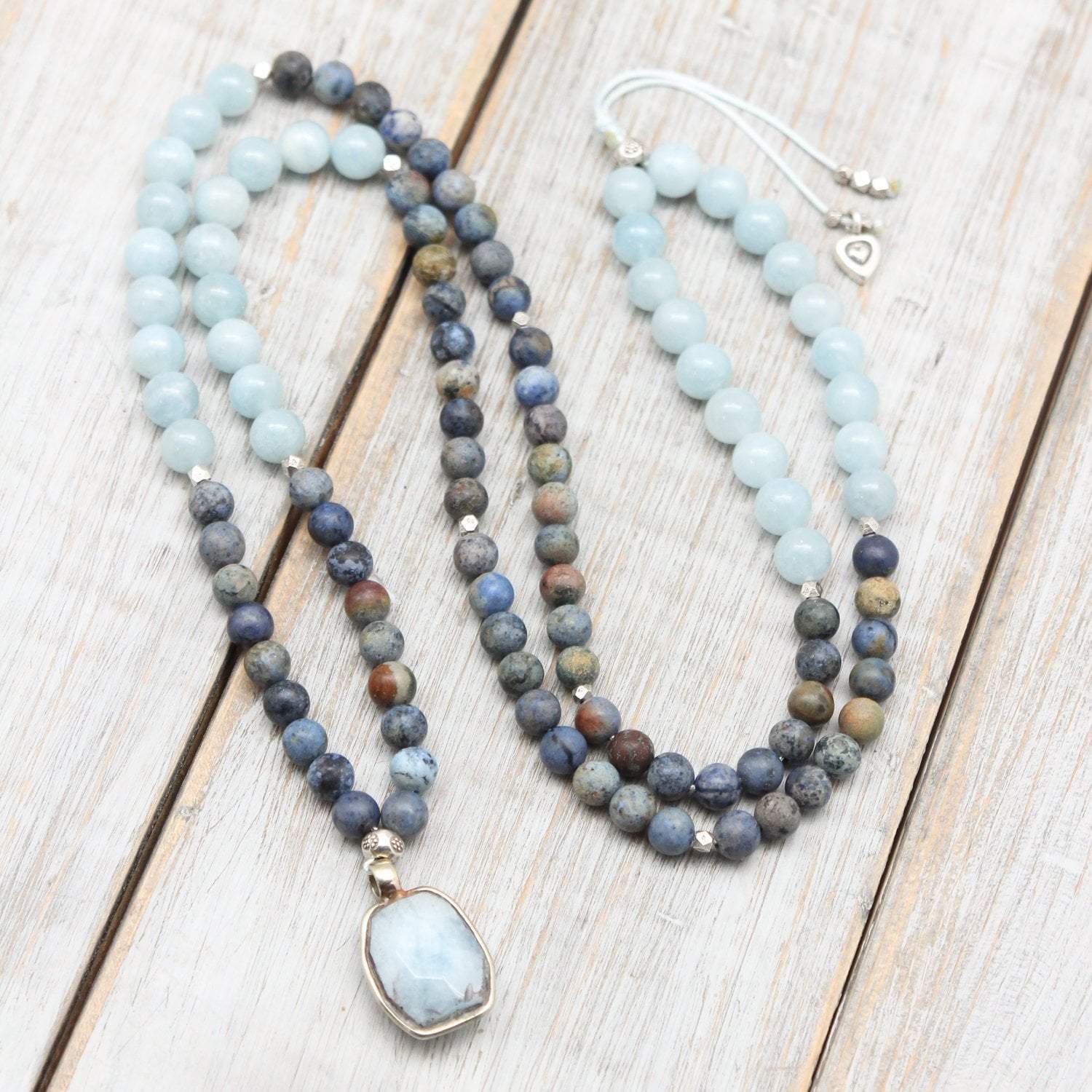 Happiness and Healing Mala Beads - 108 Natural Stone Meditation Bracelet for Stress Relief & Positive Energy | Yoga, Mindfulness & Spiritual Practice Accessory